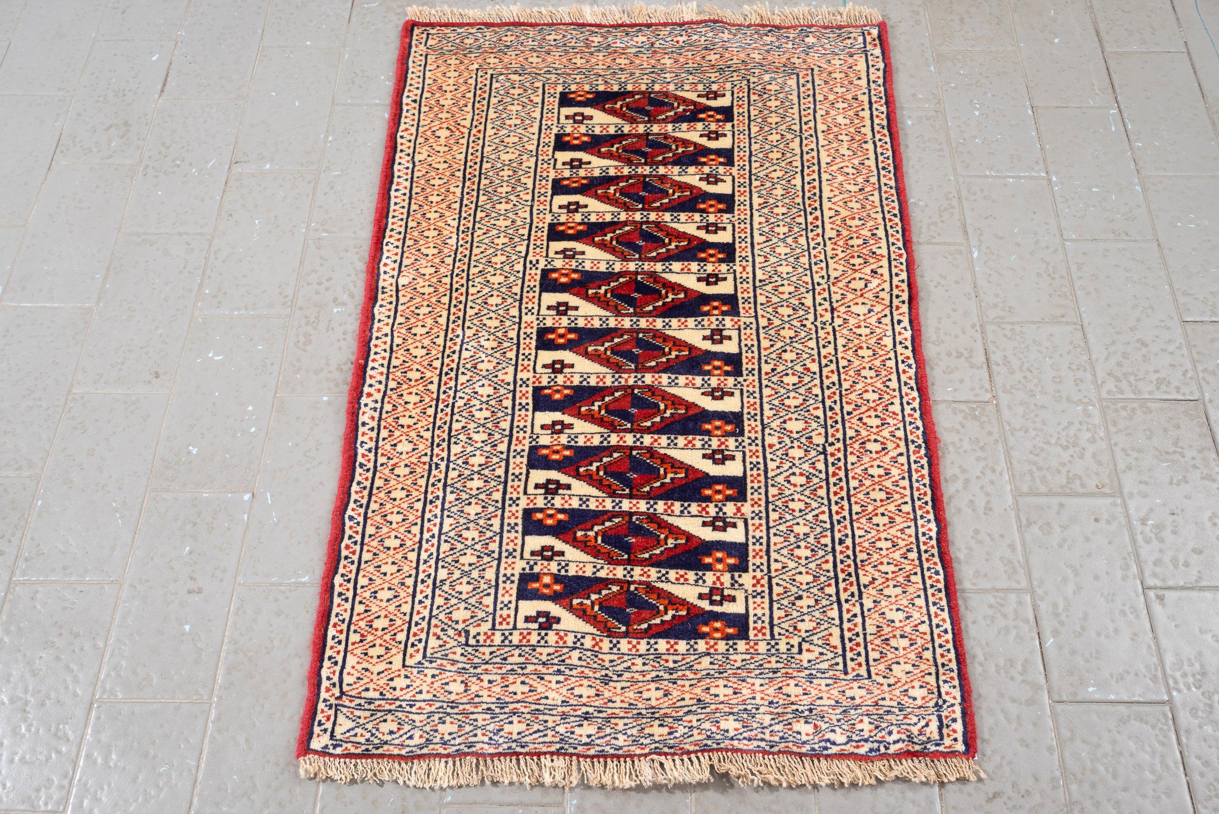 Vintage Fine Torkaman Yamut Qafse Gool Persian Poshti Rug