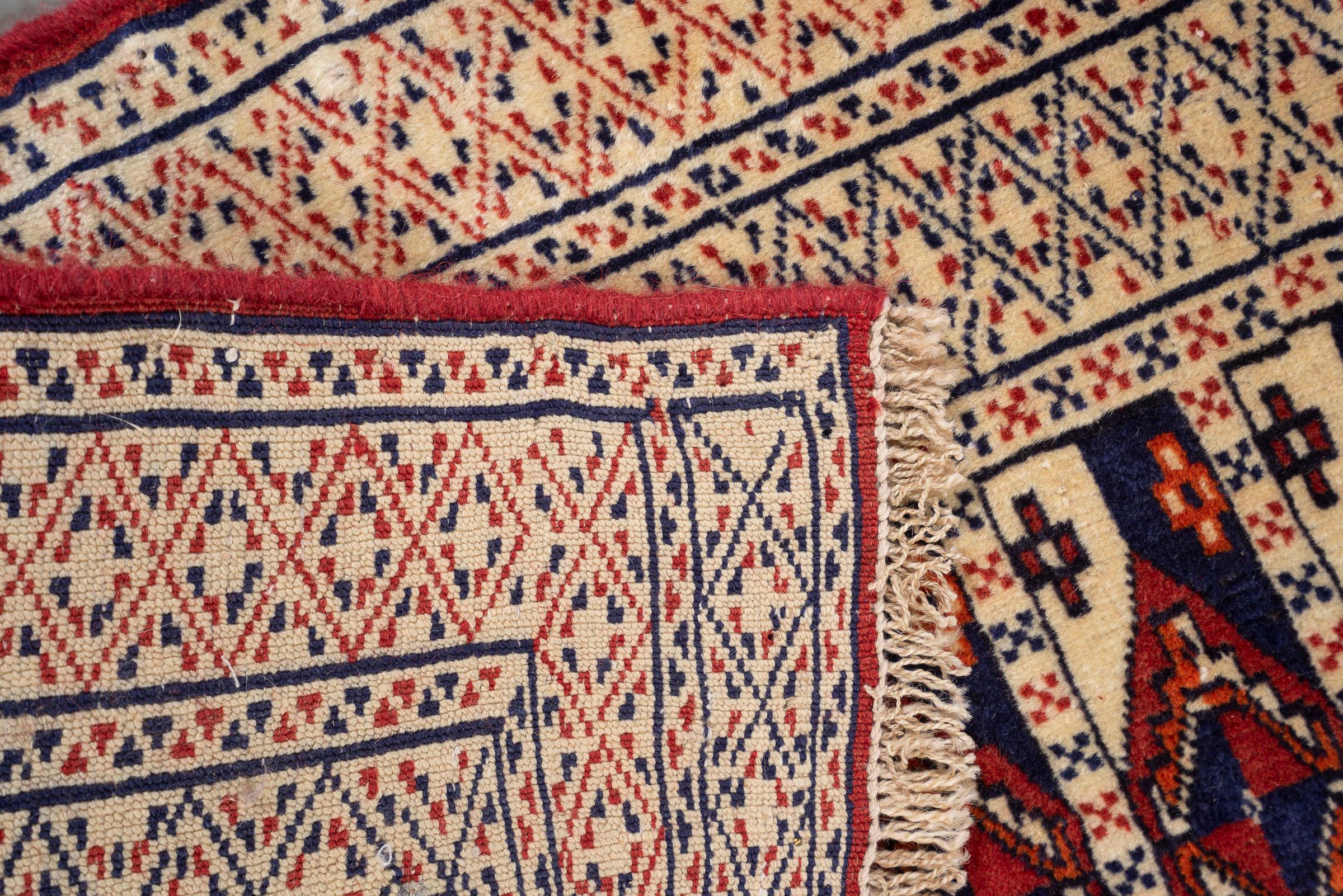 Vintage Fine Torkaman Yamut Qafse Gool Persian Poshti Rug