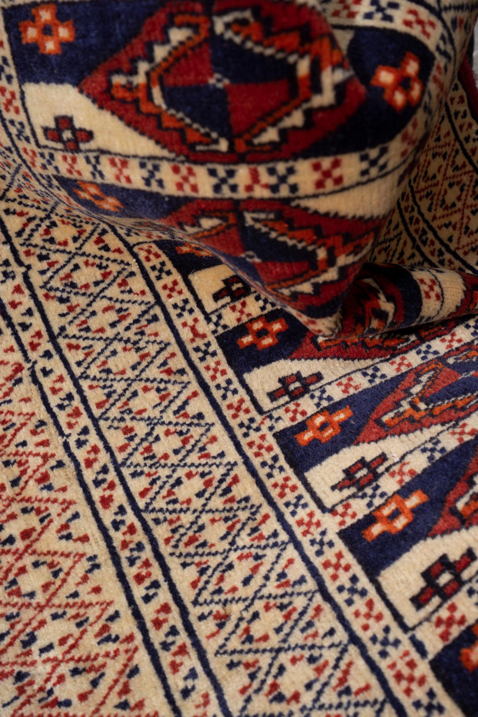 Vintage Fine Torkaman Yamut Qafse Gool Persian Poshti Rug