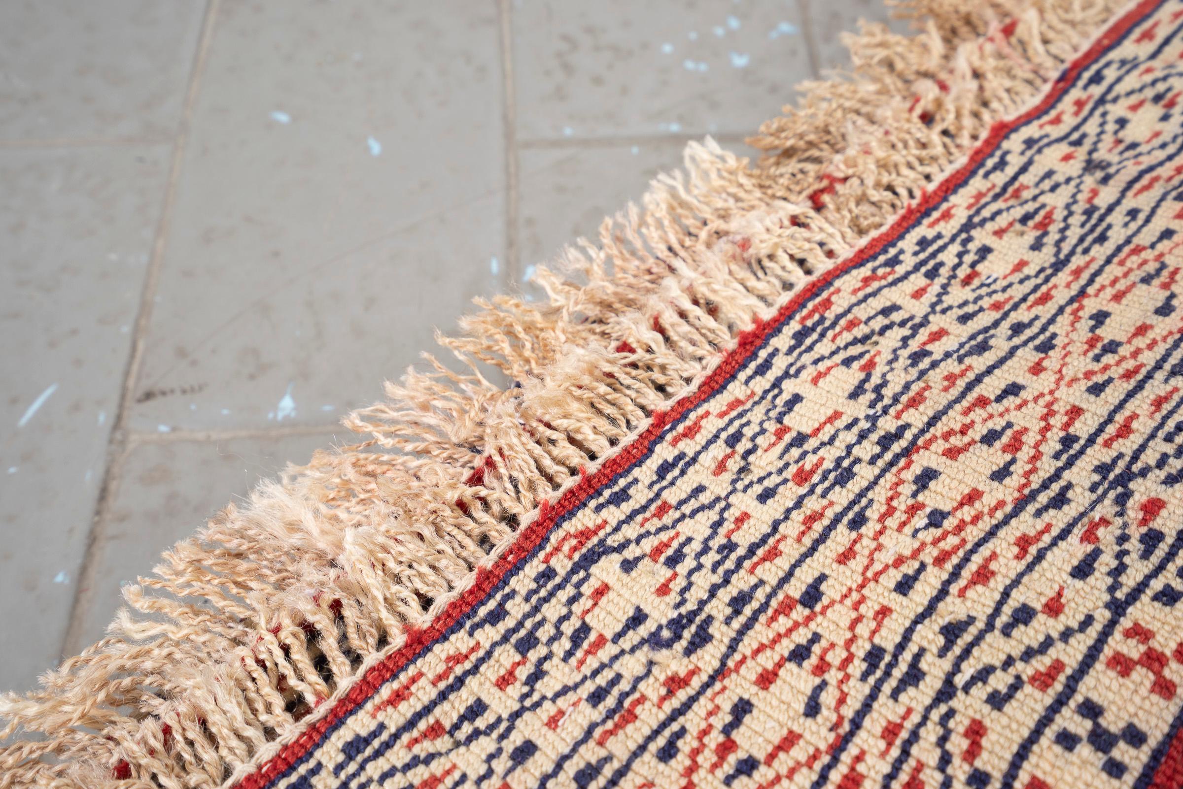 Vintage Fine Torkaman Yamut Qafse Gool Persian Poshti Rug
