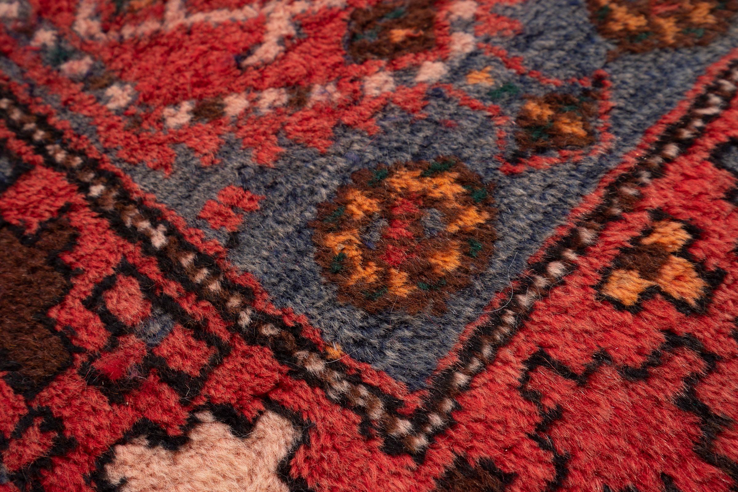 Vintage Hamadan Double Toranj Persian Poshti Rug