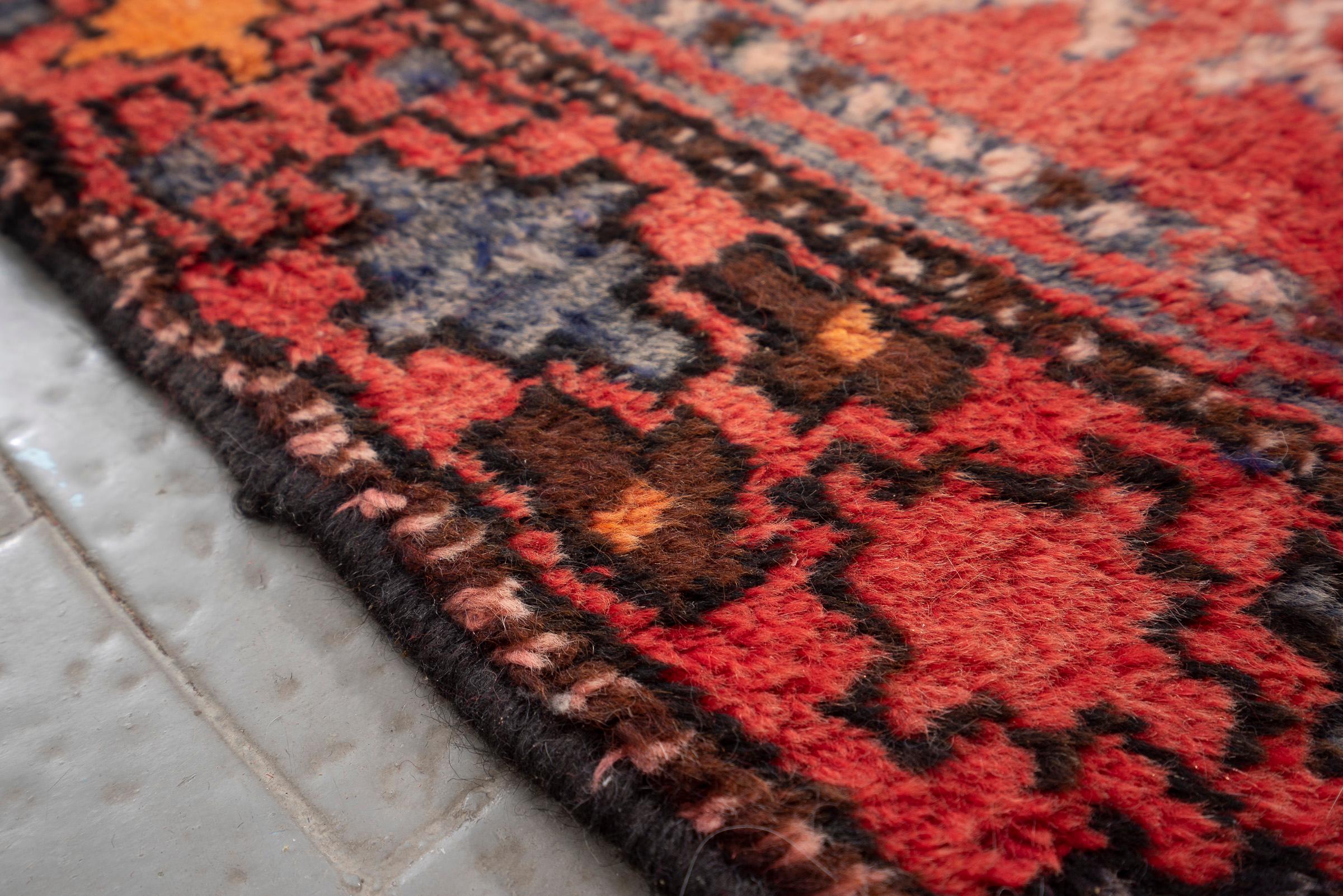 Vintage Hamadan Double Toranj Persian Poshti Rug
