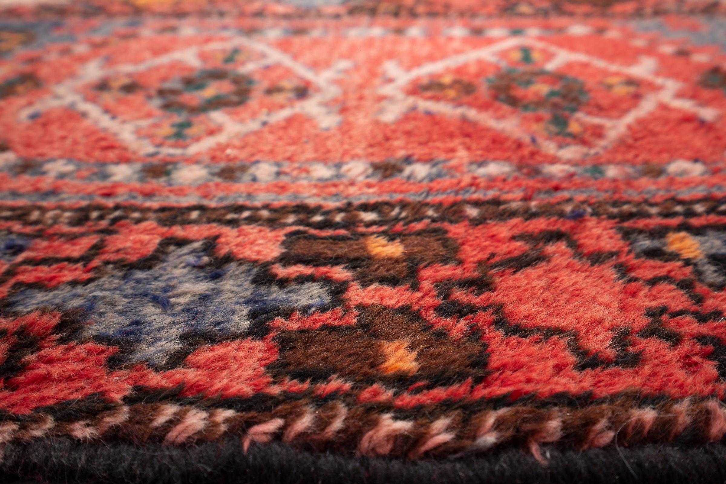 Vintage Hamadan Double Toranj Persian Poshti Rug
