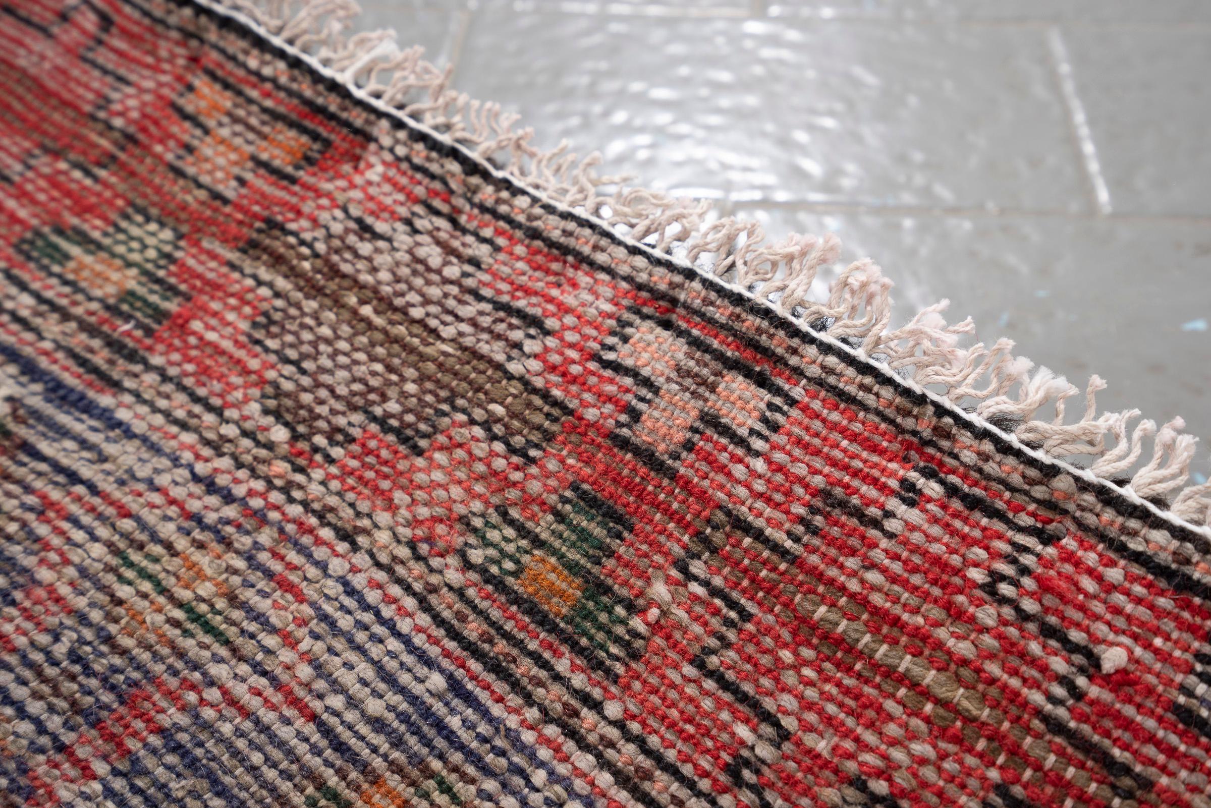 Vintage Hamadan Double Toranj Persian Poshti Rug