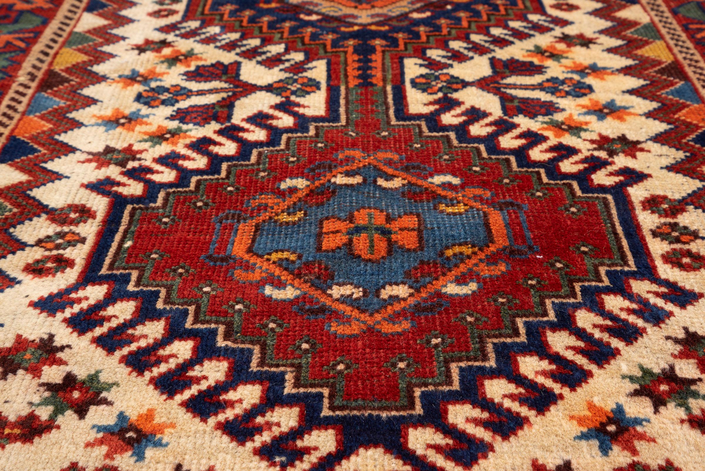 Antique Yalame Triple Toranj Persian Rug