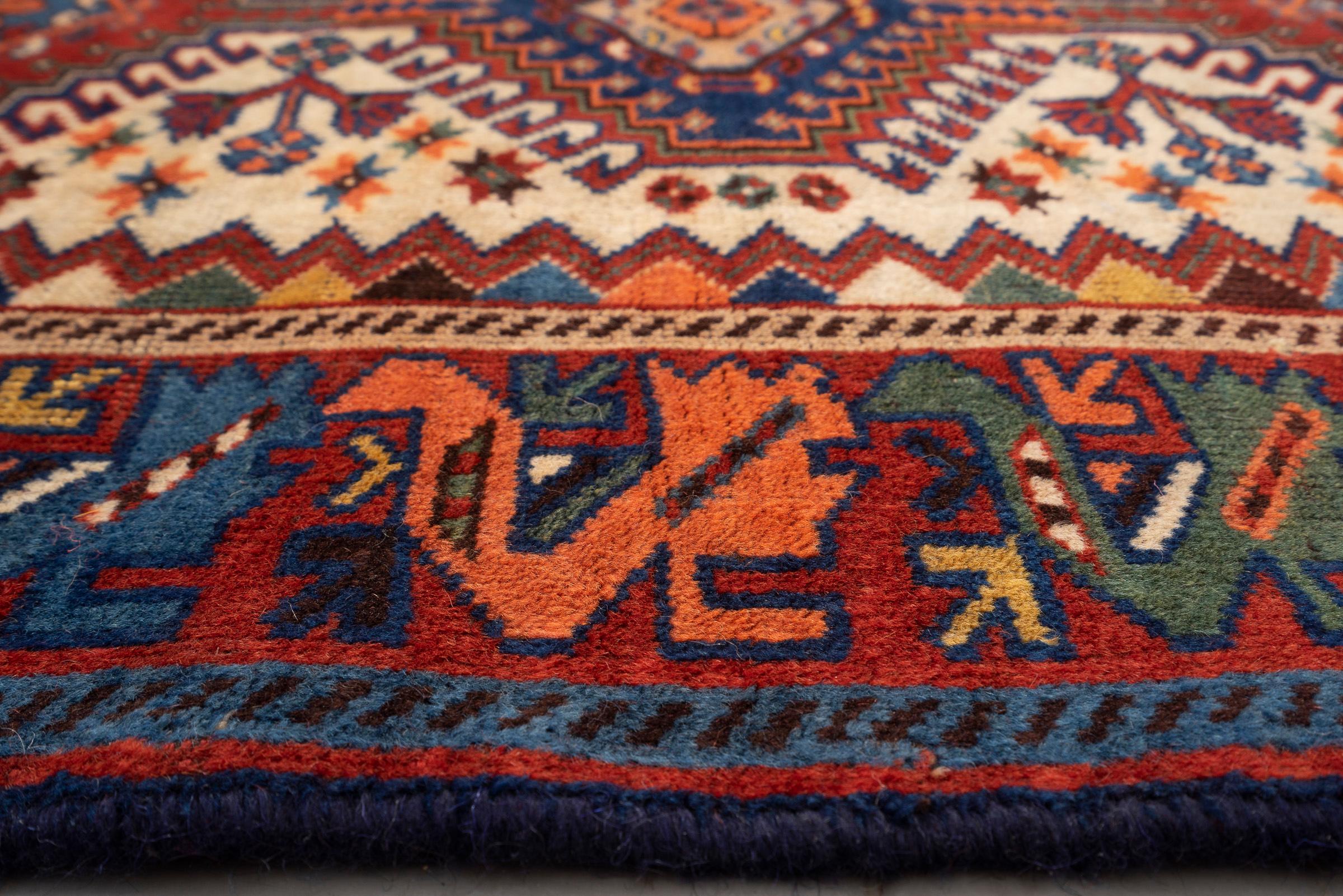 Antique Yalame Triple Toranj Persian Rug