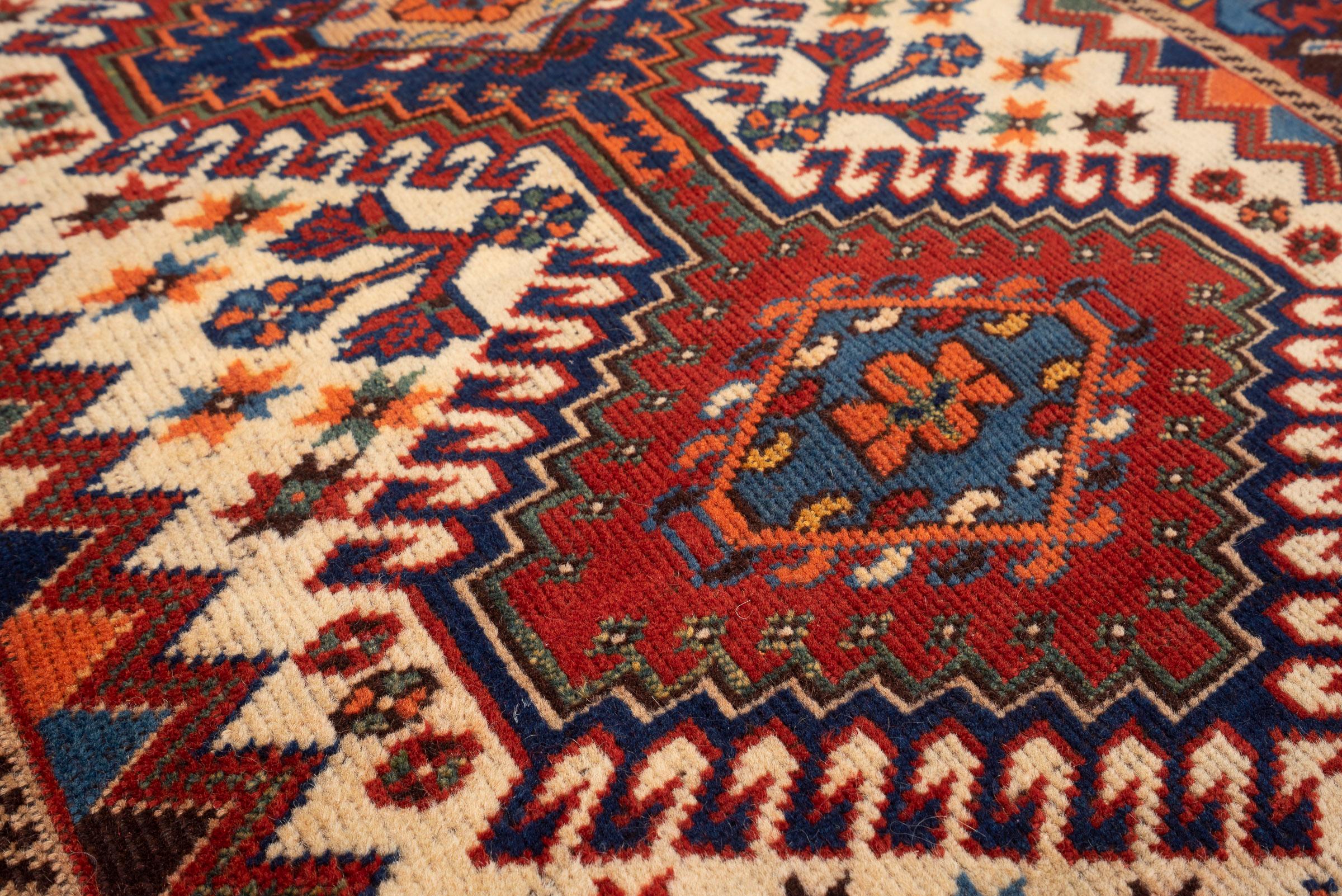 Antique Yalame Triple Toranj Persian Rug