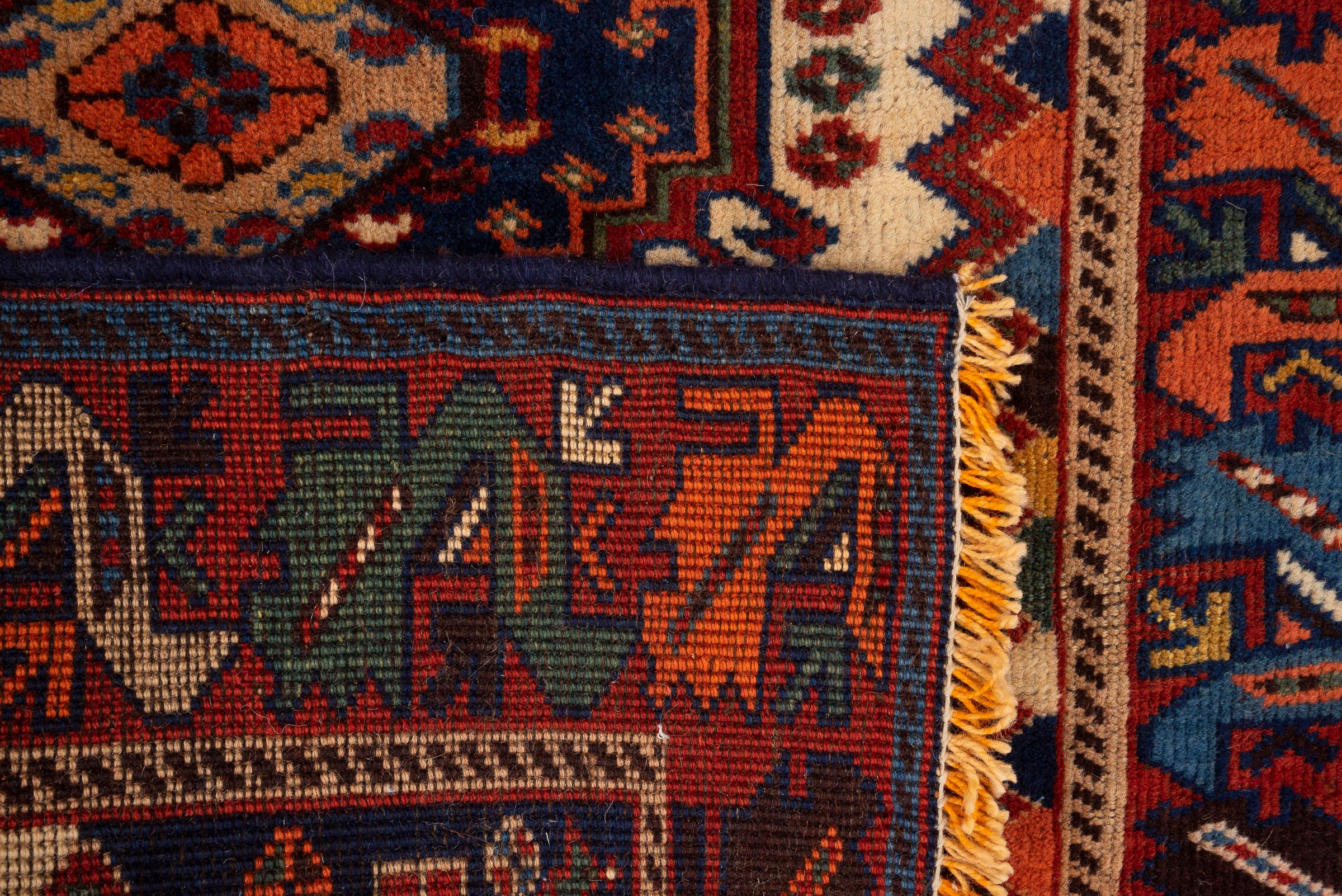 Antique Yalame Triple Toranj Persian Rug