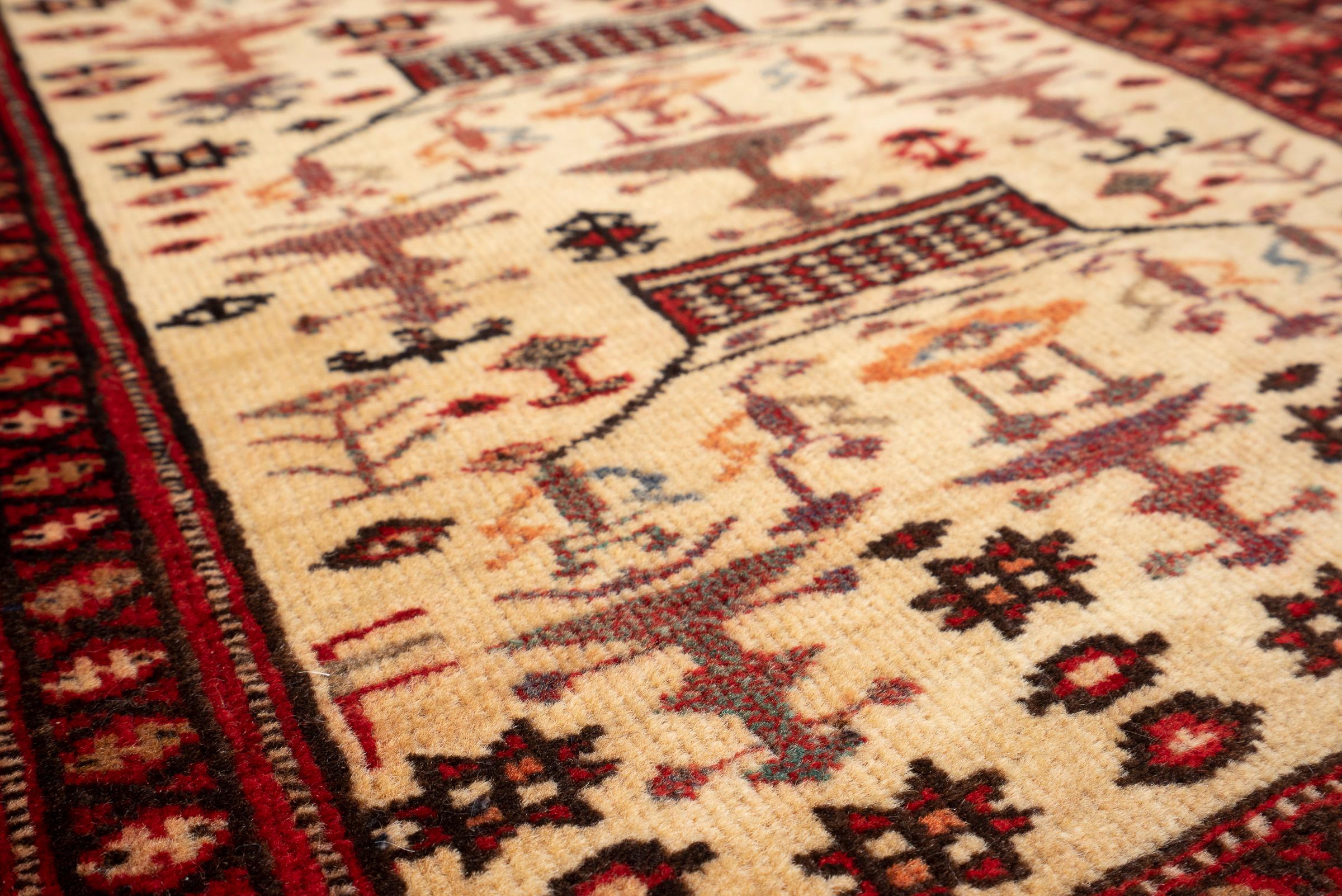 Antique Fine Torkaman Persian Poshti Rug