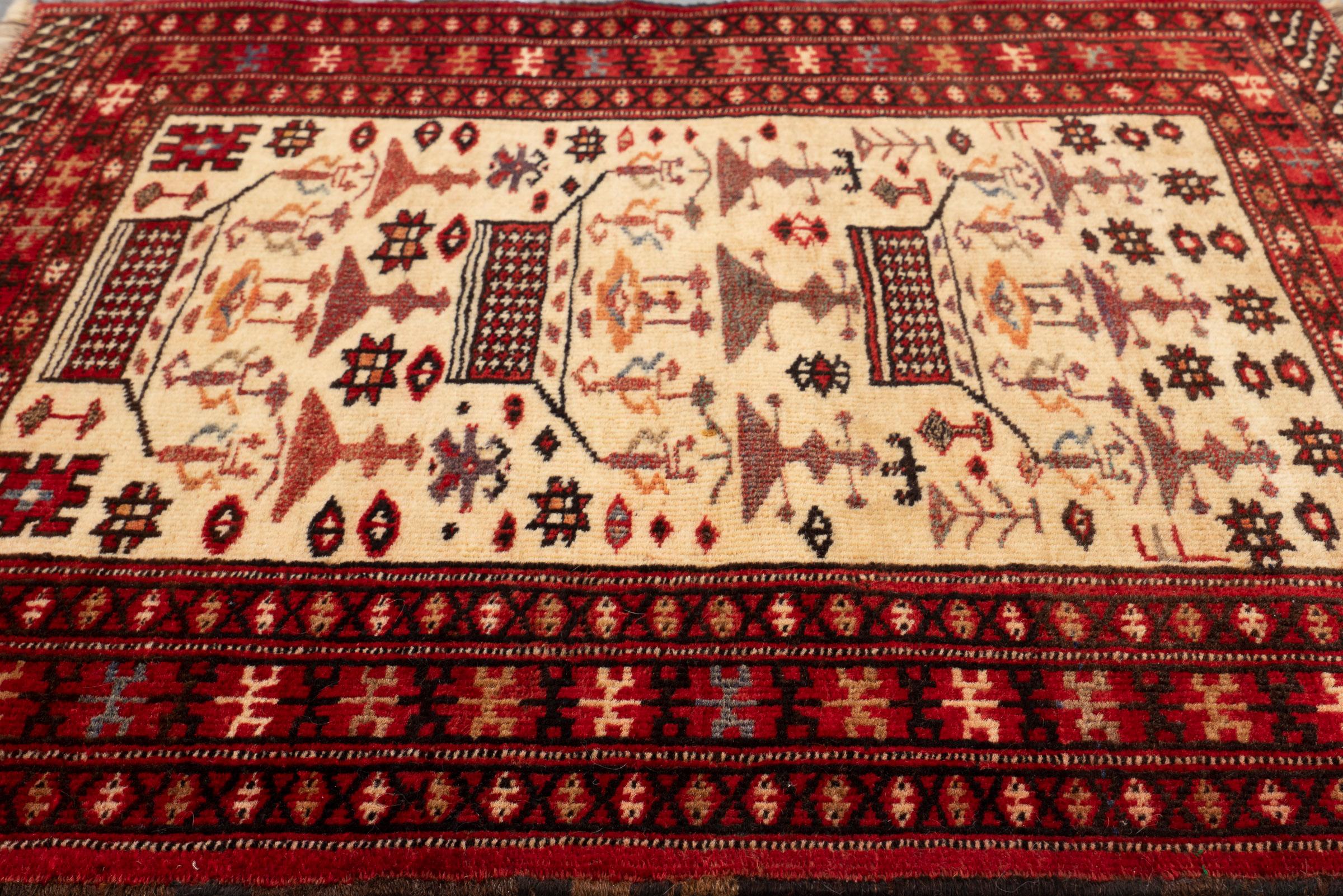 Antique Fine Torkaman Persian Poshti Rug