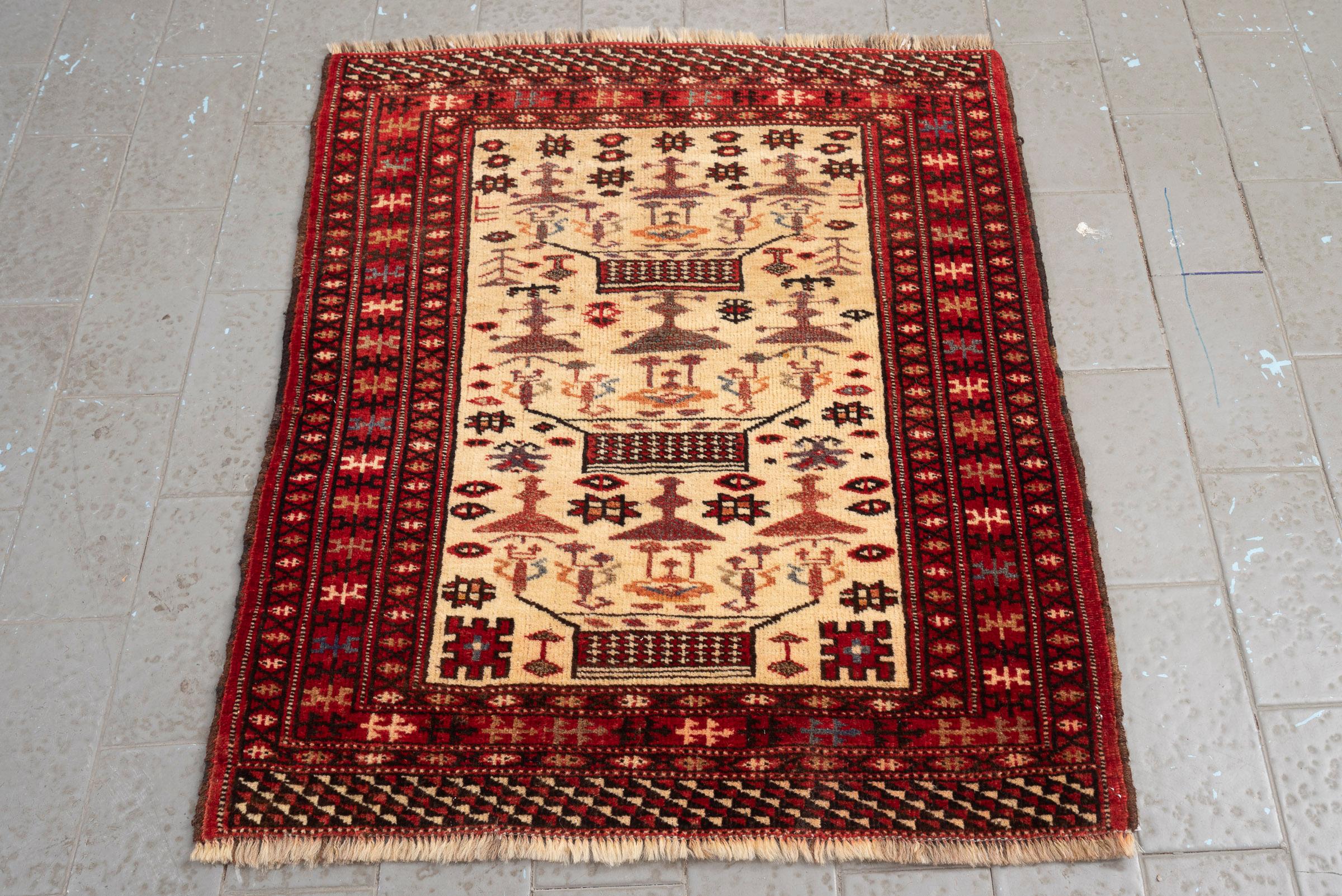 Antique Fine Torkaman Persian Poshti Rug
