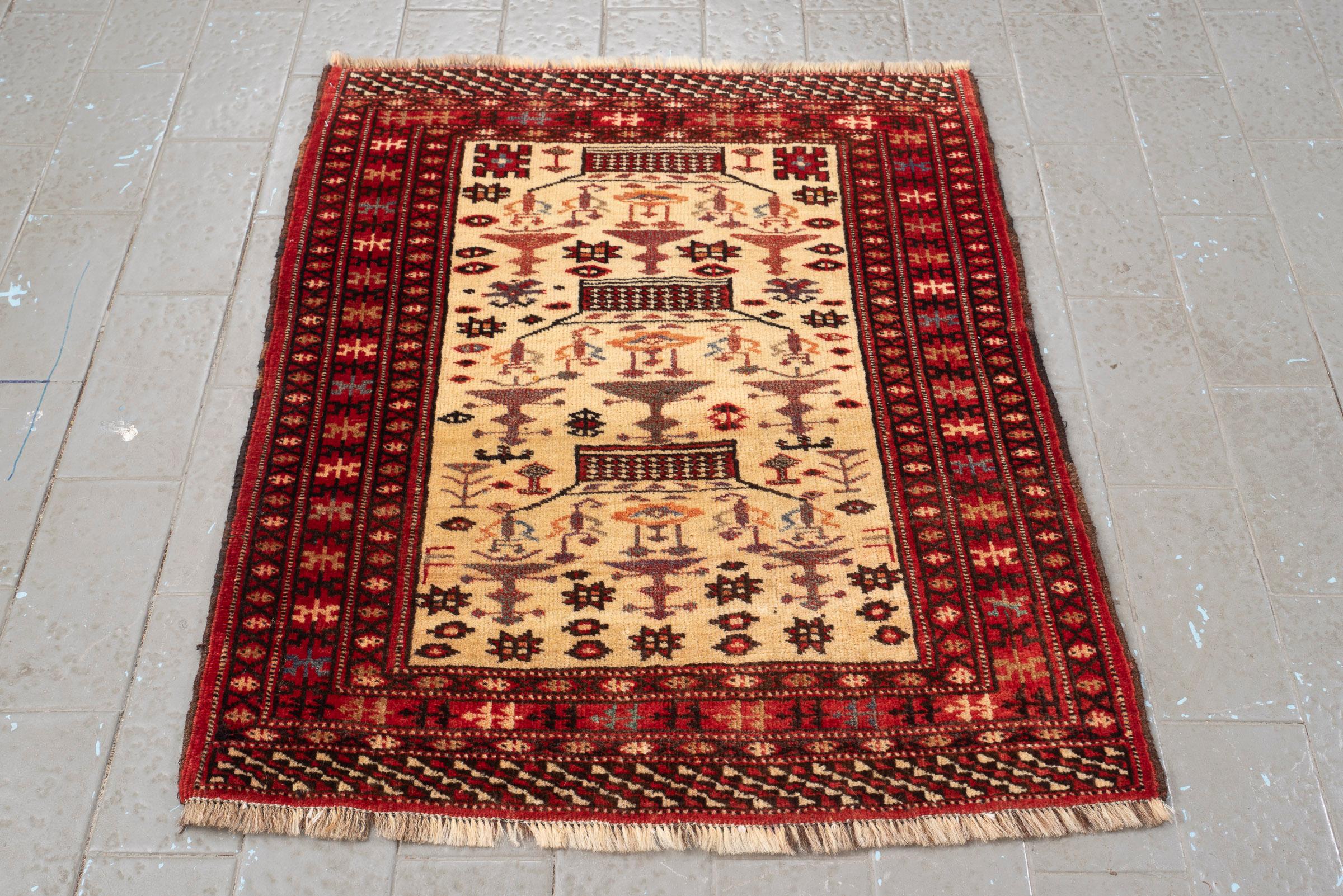 Antique Fine Torkaman Persian Poshti Rug