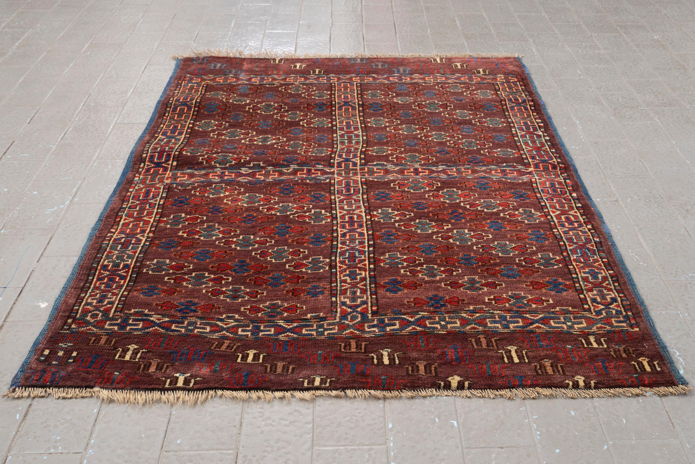 Antique Torkaman 4 Qabi (Frames) Persian Rug