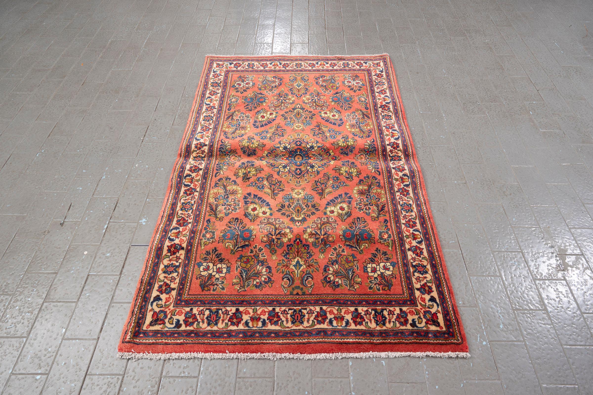 Vintage Sarouk American Flower Persian Rug
