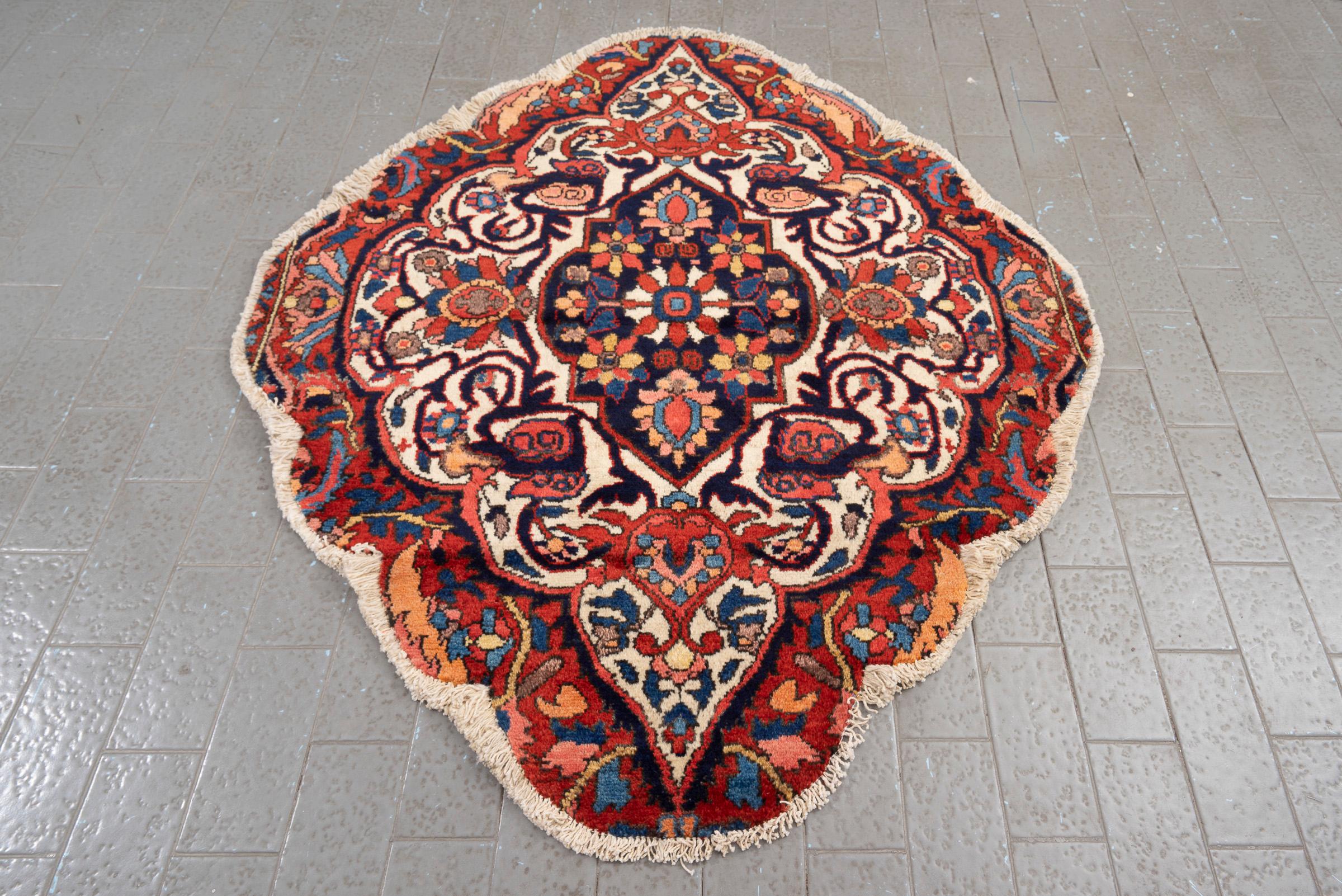 Antique Circular Bakhtiari Persian Rug