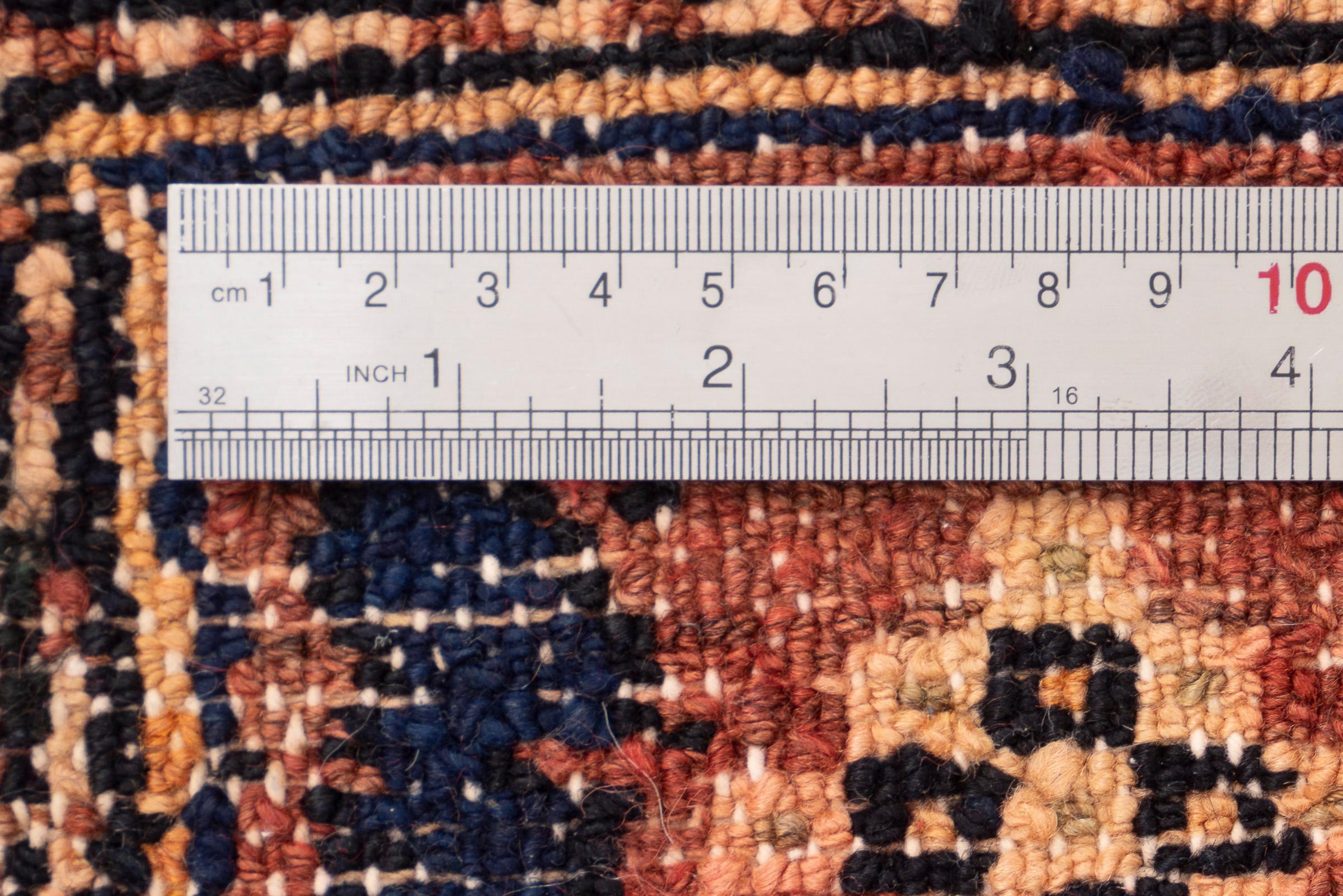 Antique Bijar Triple Medallion Persian Rug, Indigo Field, 1890–1910