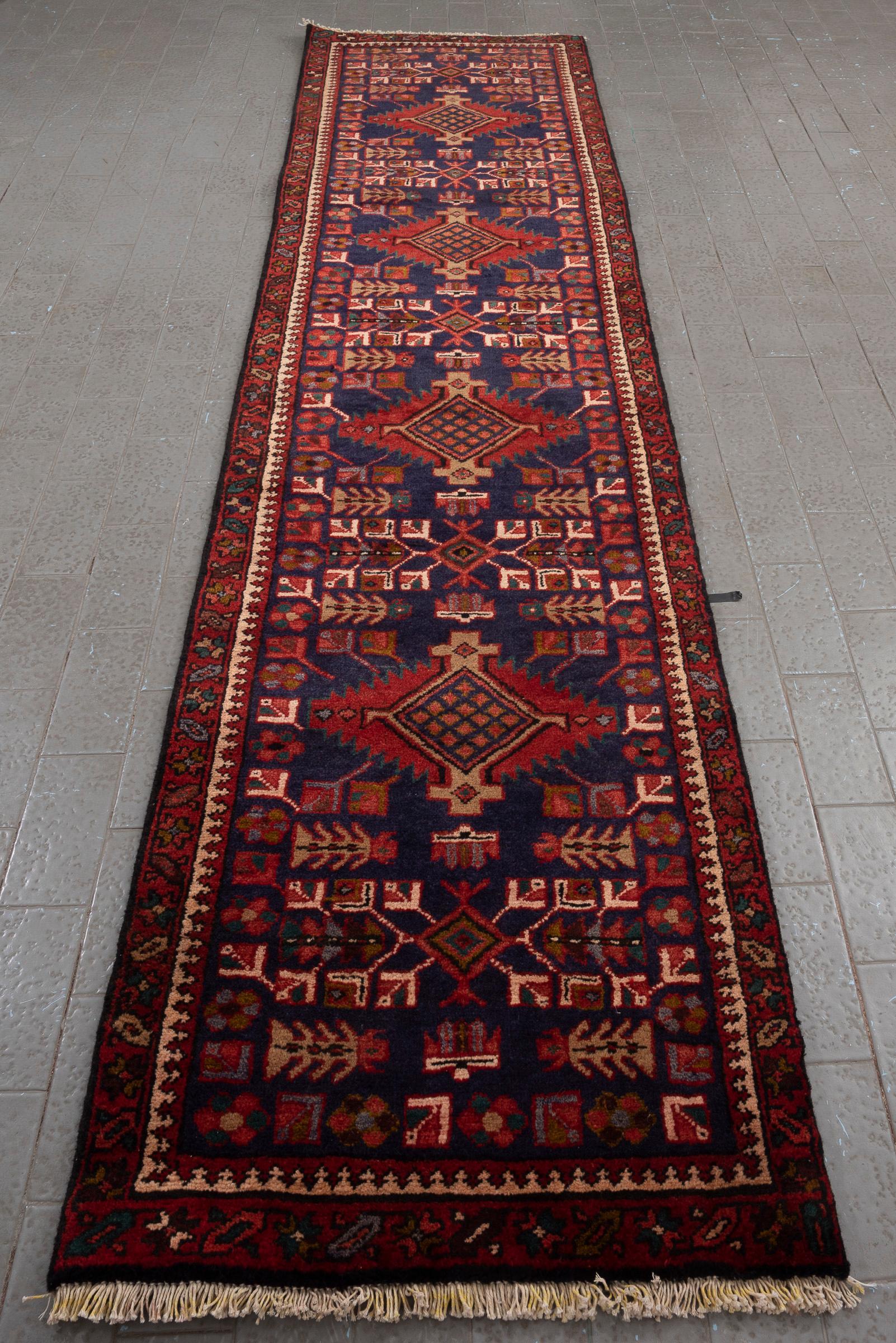Antique Heriz 4 Toranj Persian Runner Rug