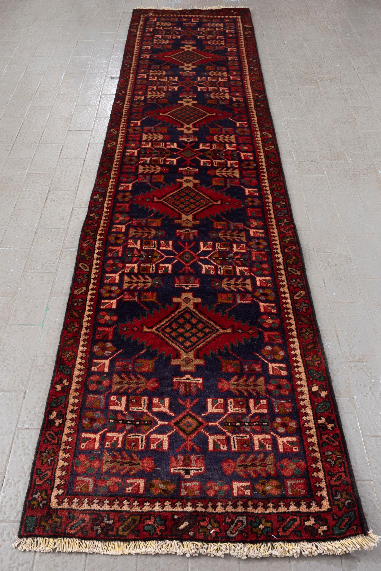 Antique Heriz 4 Toranj Persian Runner Rug