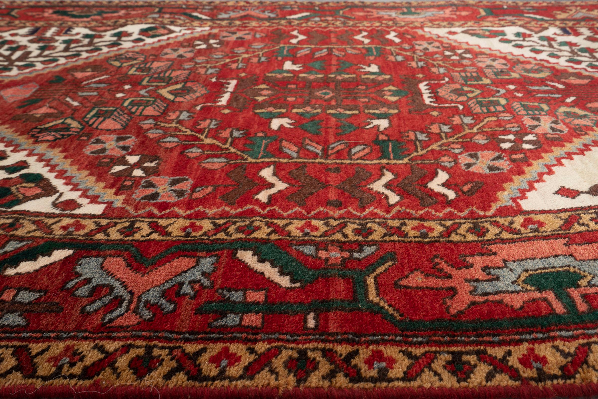 Antique Bakhshayesh Persian Runner Rug with Stepped Medallion, c. 1910–1930