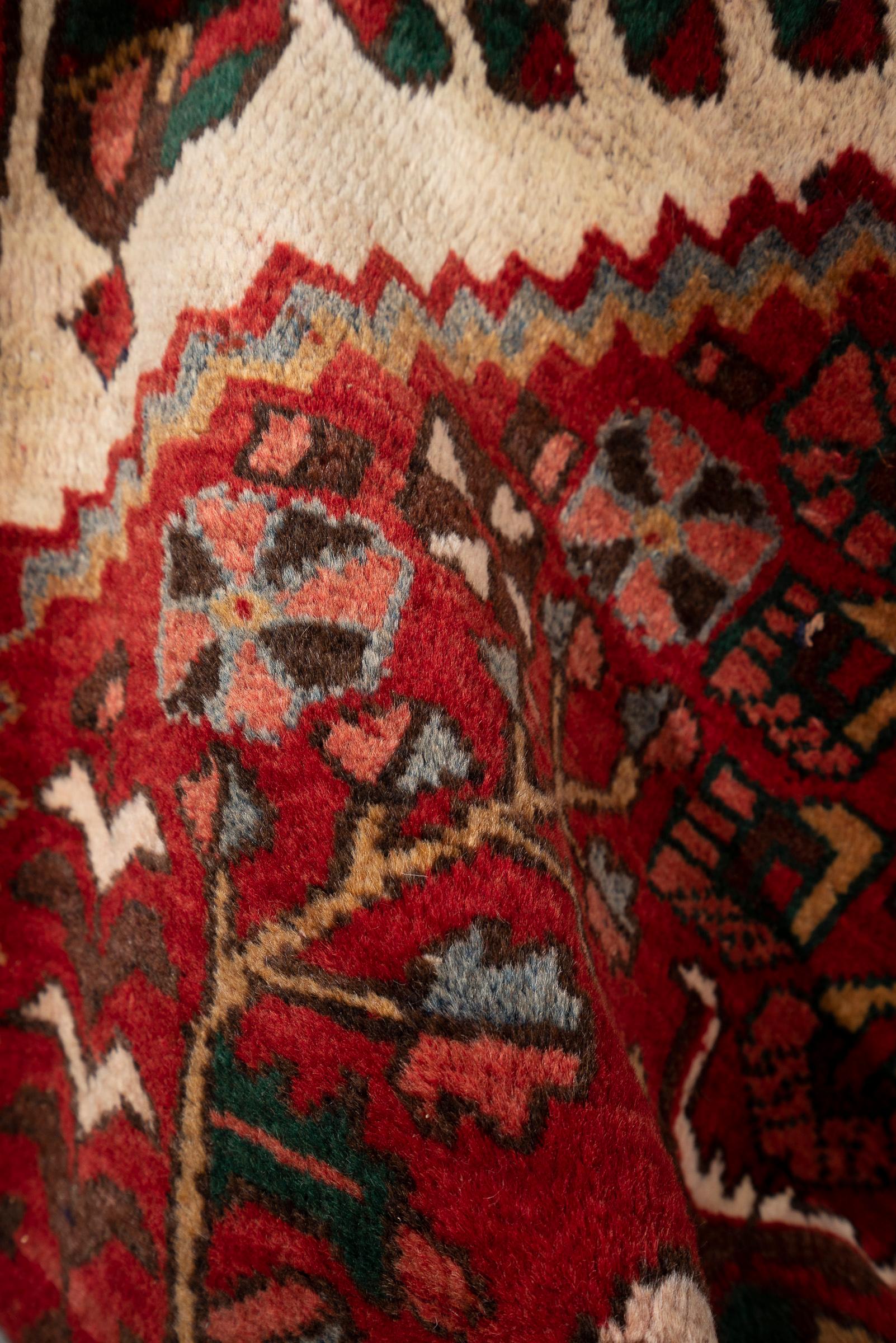 Antique Bakhshayesh Persian Runner Rug with Stepped Medallion, c. 1910–1930
