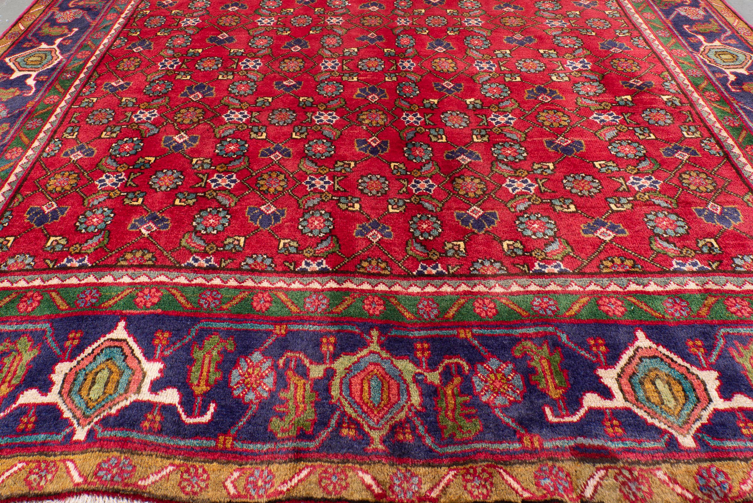 Vintage Zanjan Mahi Qalat Persian Rug
