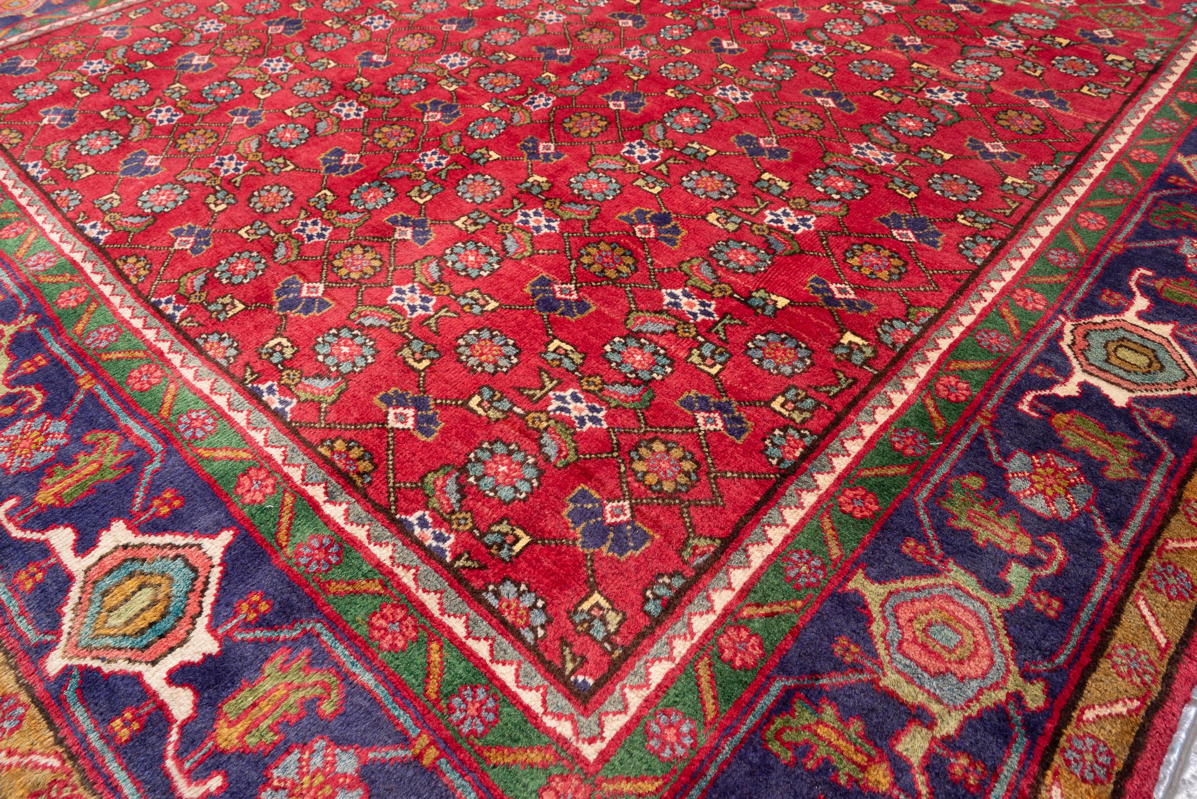 Vintage Zanjan Mahi Qalat Persian Rug