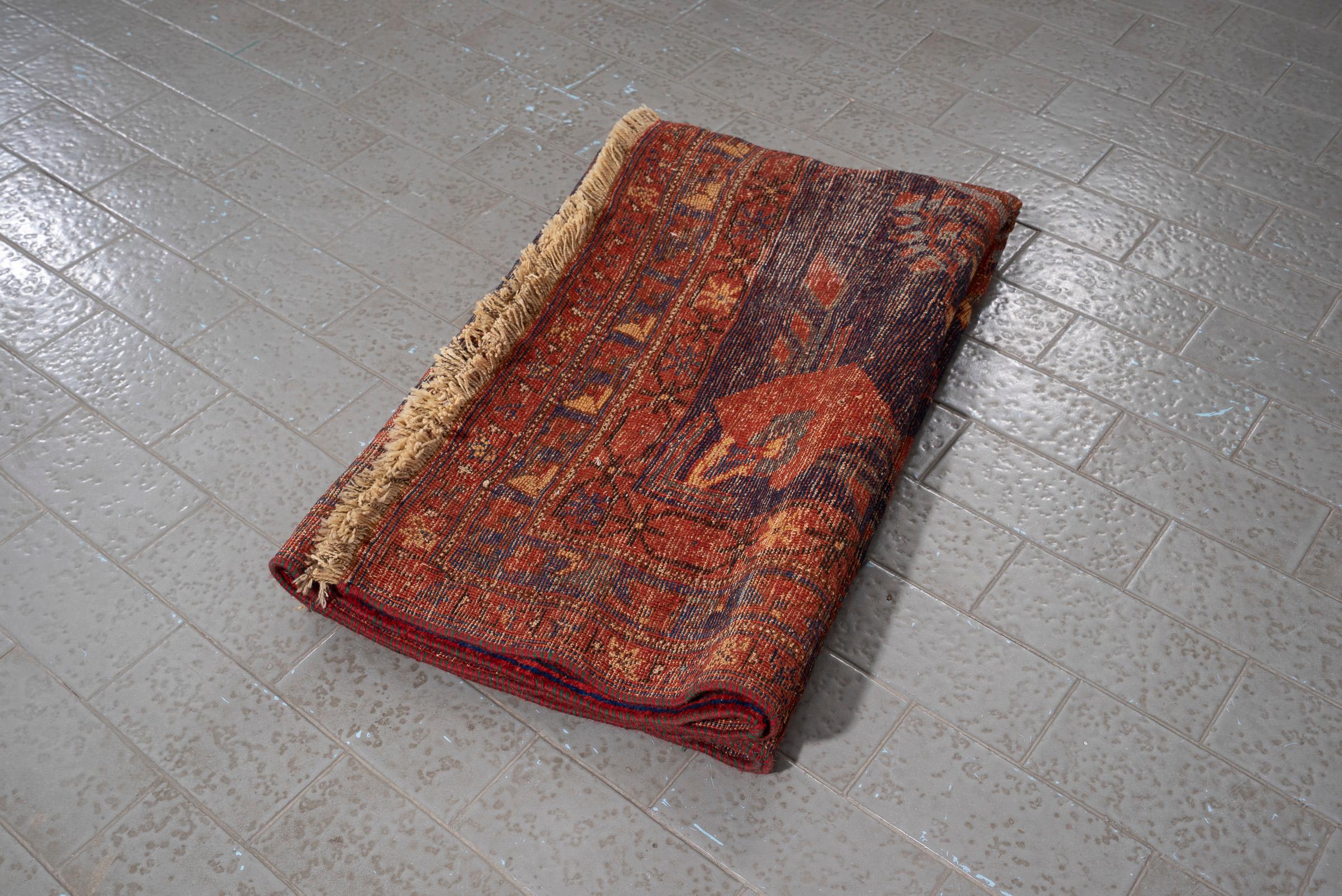 Antique Afshar Persian Rug with Vase Design, Mid 19th Century