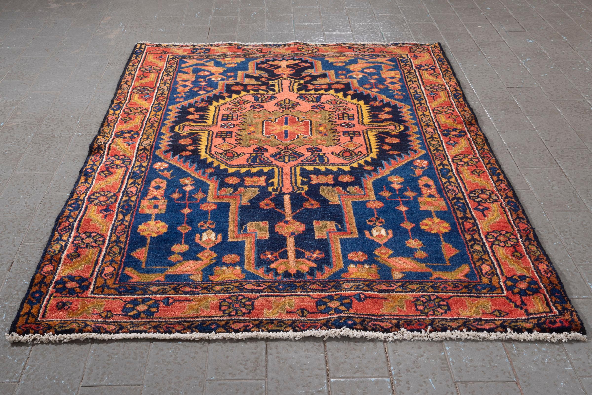 Antique Khamse Lachak Toranj Nili Persian Rug