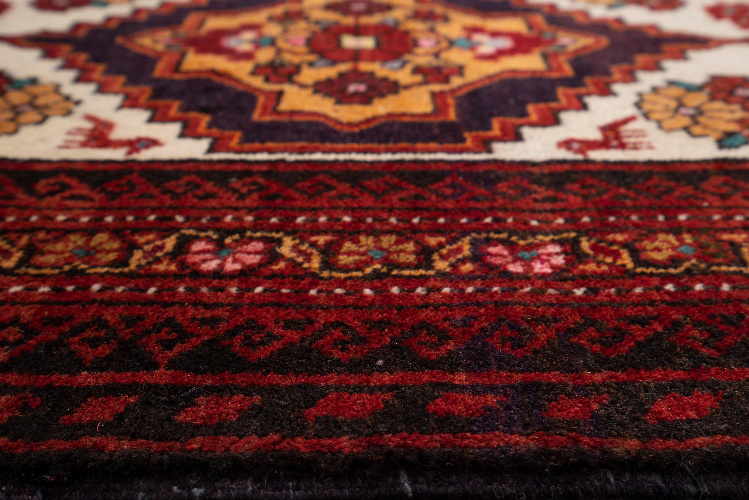 Vintage GhasemAbad Persian Poshti Rug 2