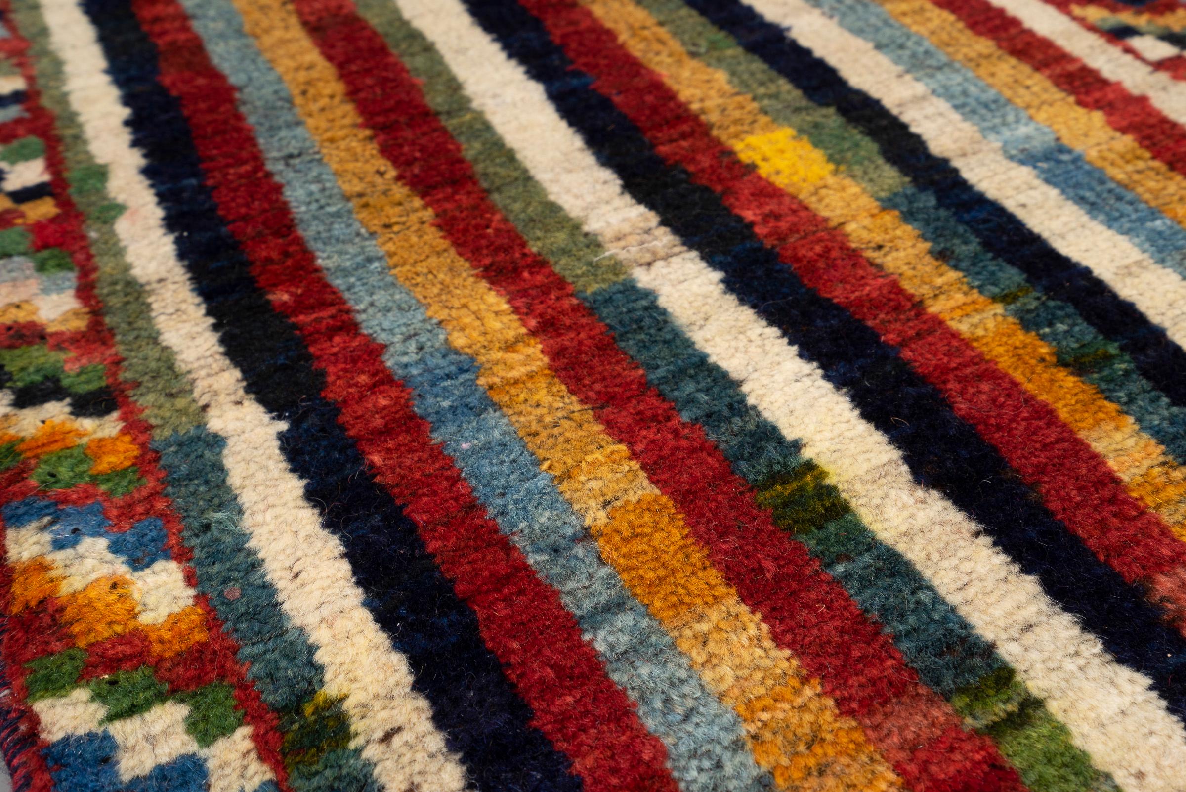 Antique Lori Vertical Stripes Persian Gabbeh Rug