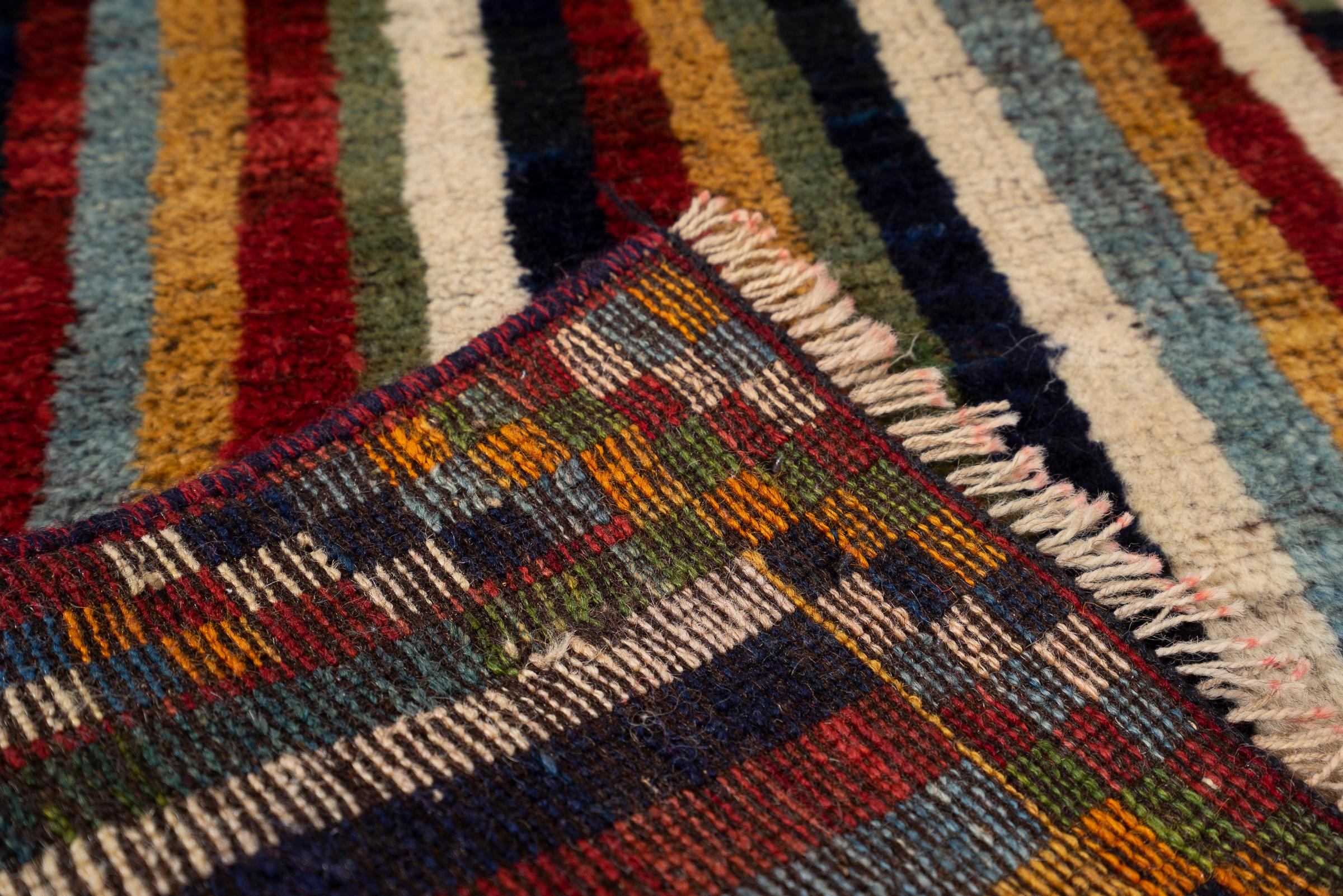 Antique Lori Vertical Stripes Persian Gabbeh Rug