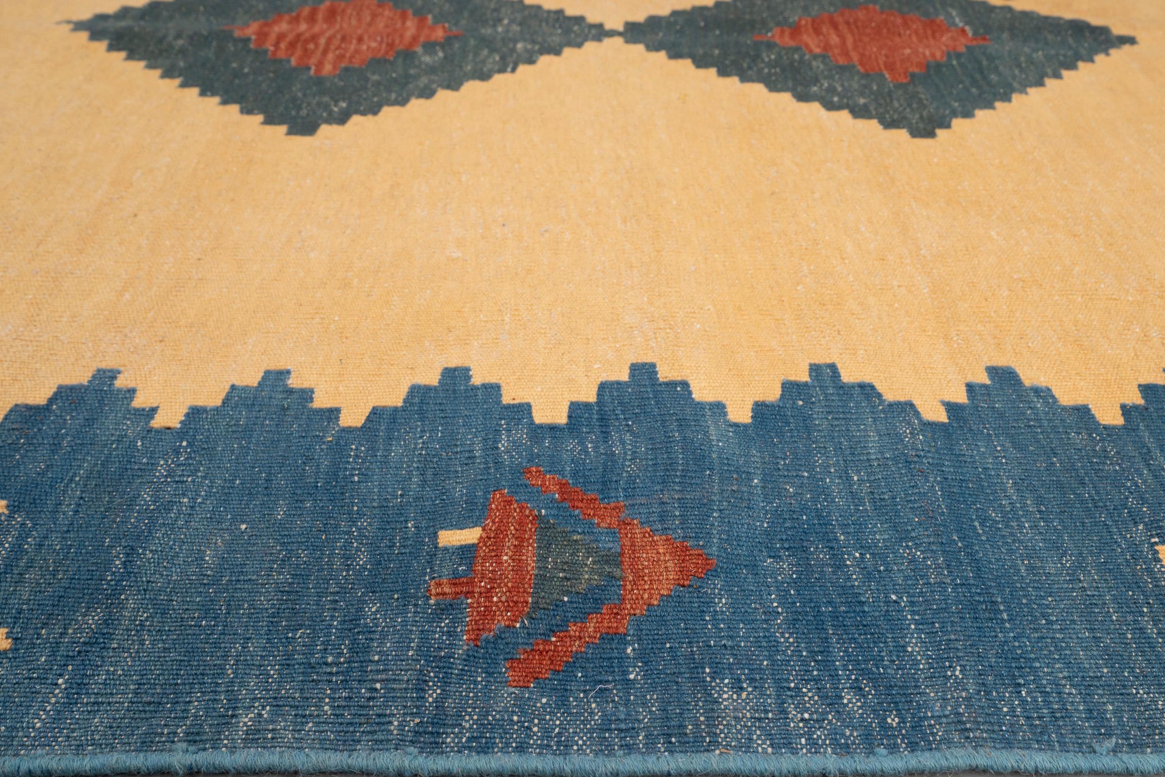 Vintage Qashqai Firuz Abad Double Toranj Persian Kilim Rug