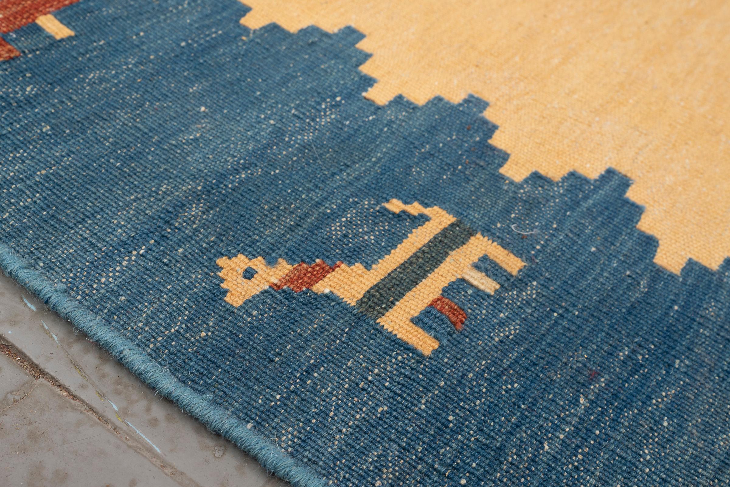 Vintage Qashqai Firuz Abad Double Toranj Persian Kilim Rug