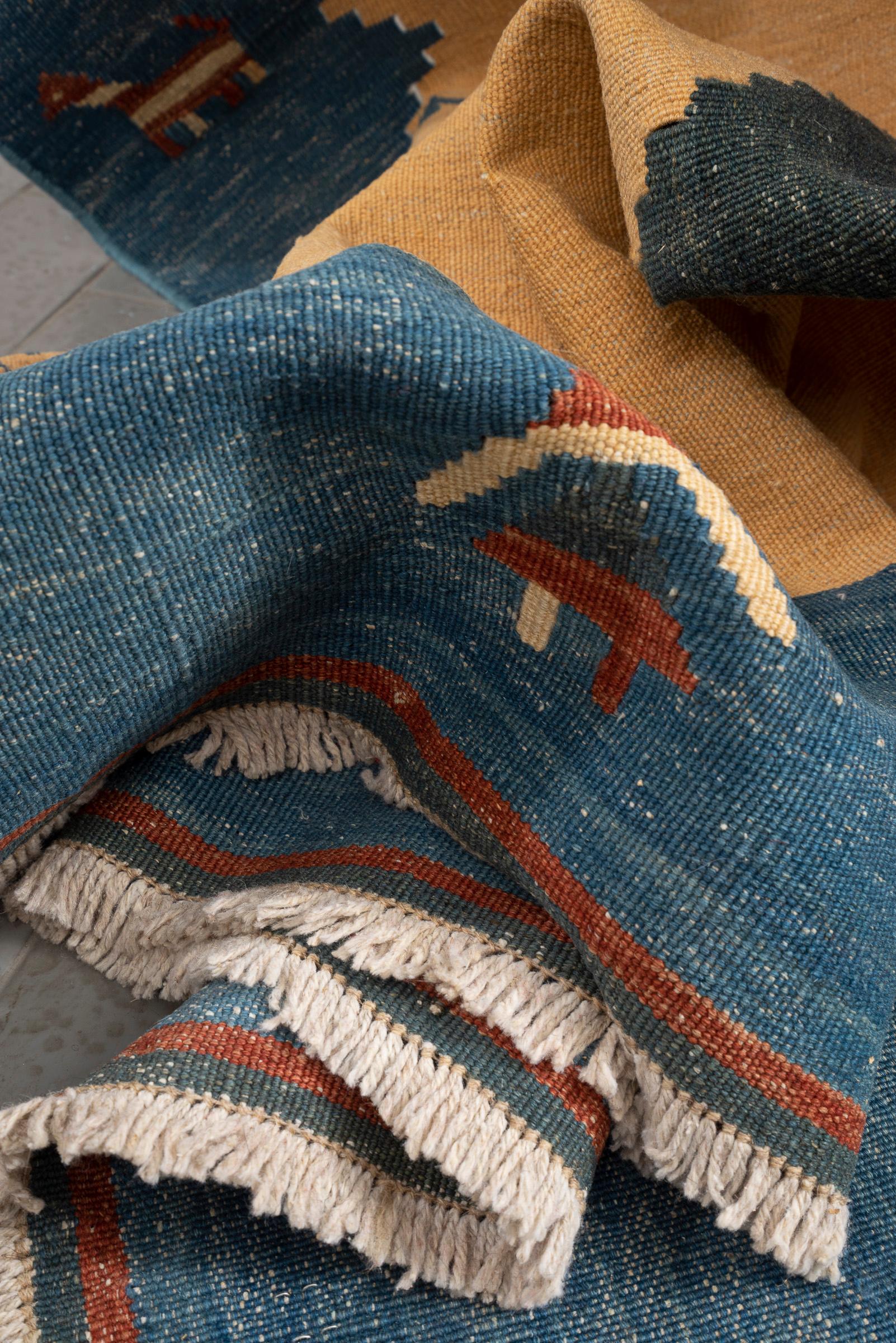 Vintage Qashqai Firuz Abad Double Toranj Persian Kilim Rug