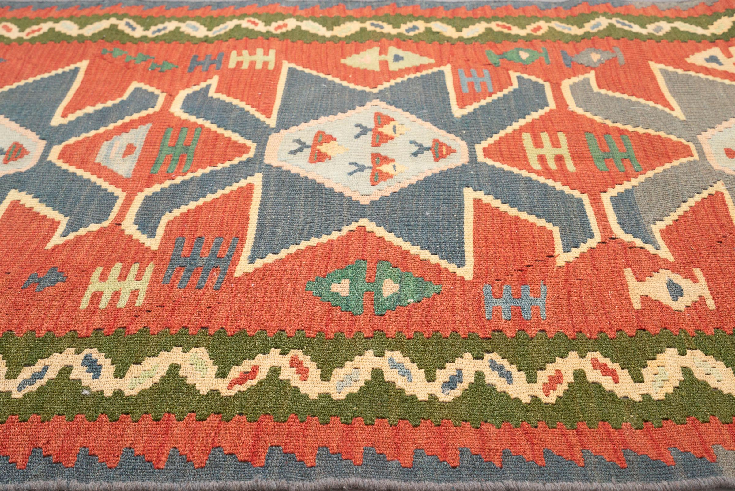 Vintage Azari Triple Toranj Persian Kilim Rug