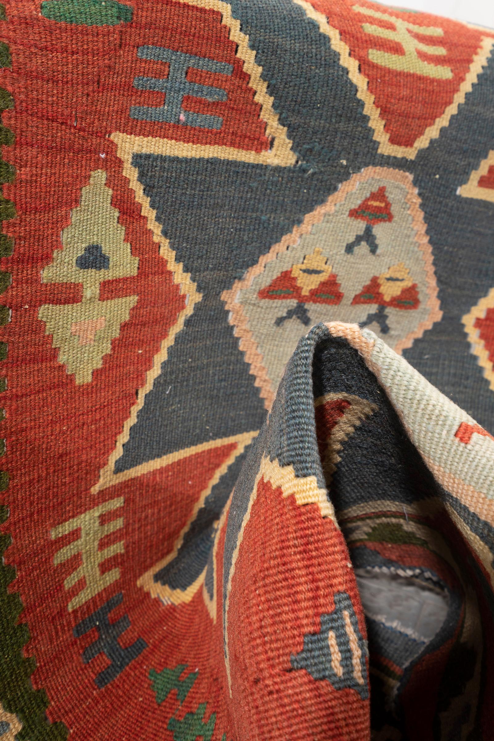 Vintage Azari Triple Toranj Persian Kilim Rug