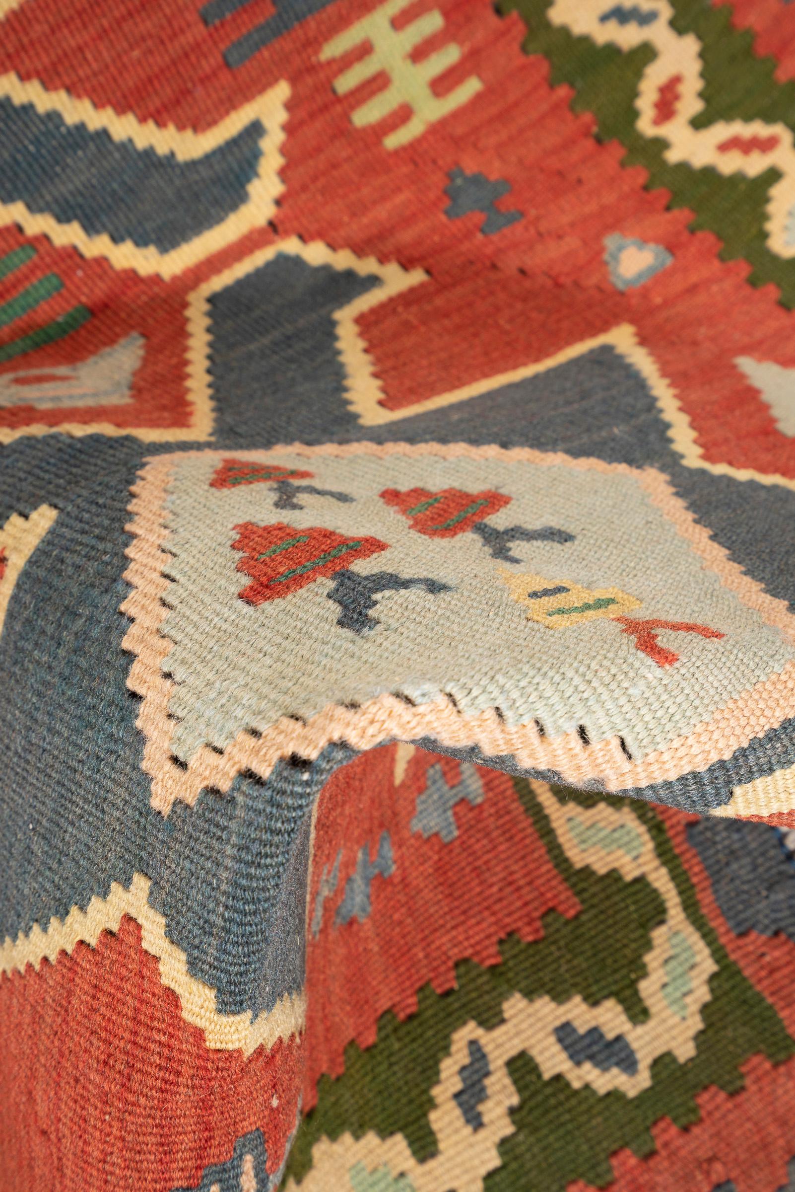 Vintage Azari Triple Toranj Persian Kilim Rug