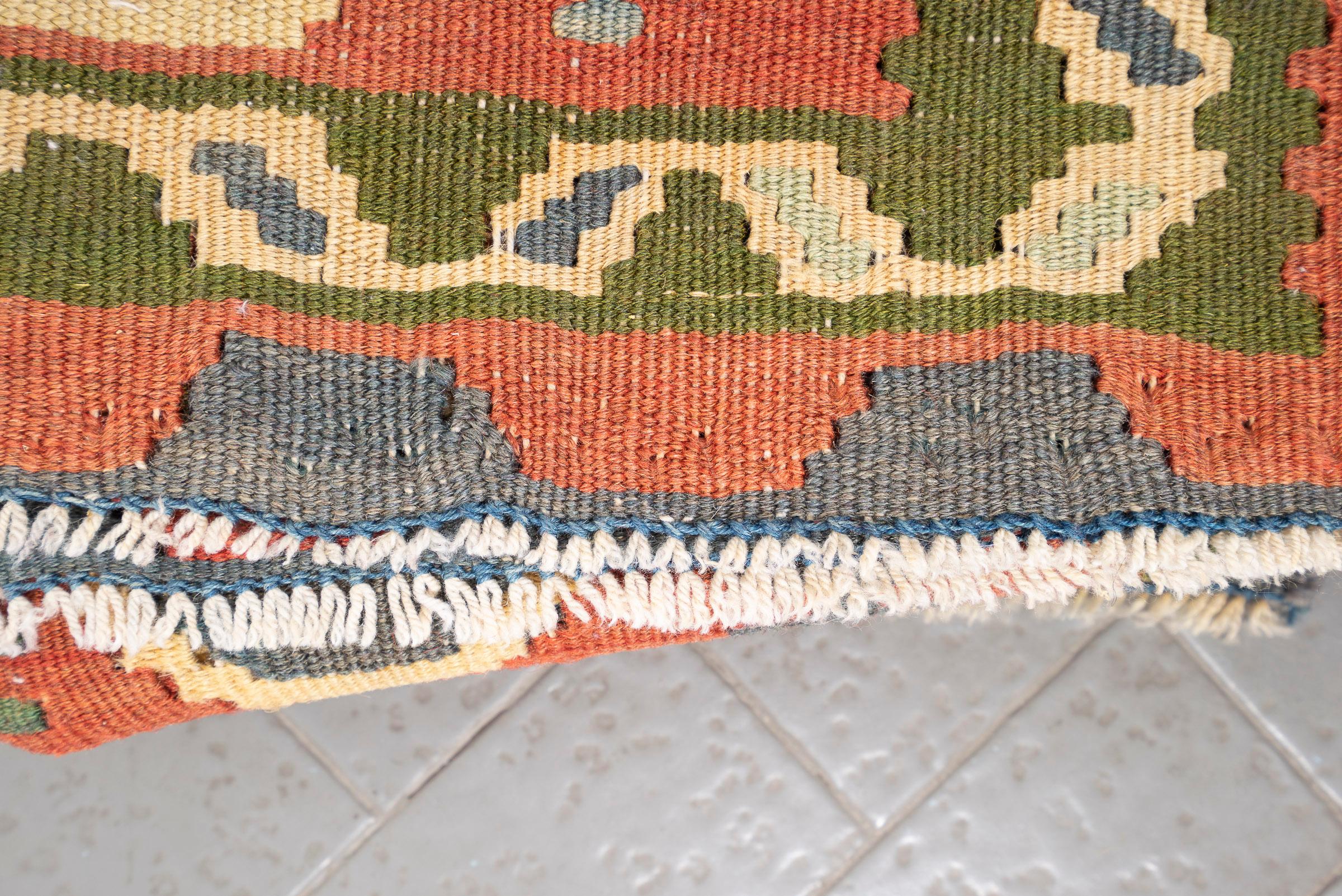Vintage Azari Triple Toranj Persian Kilim Rug