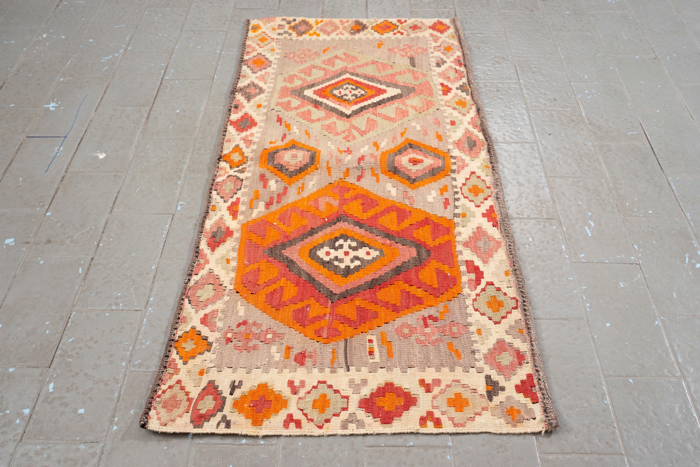 Vintage Azari Persian Mafrash Kilim