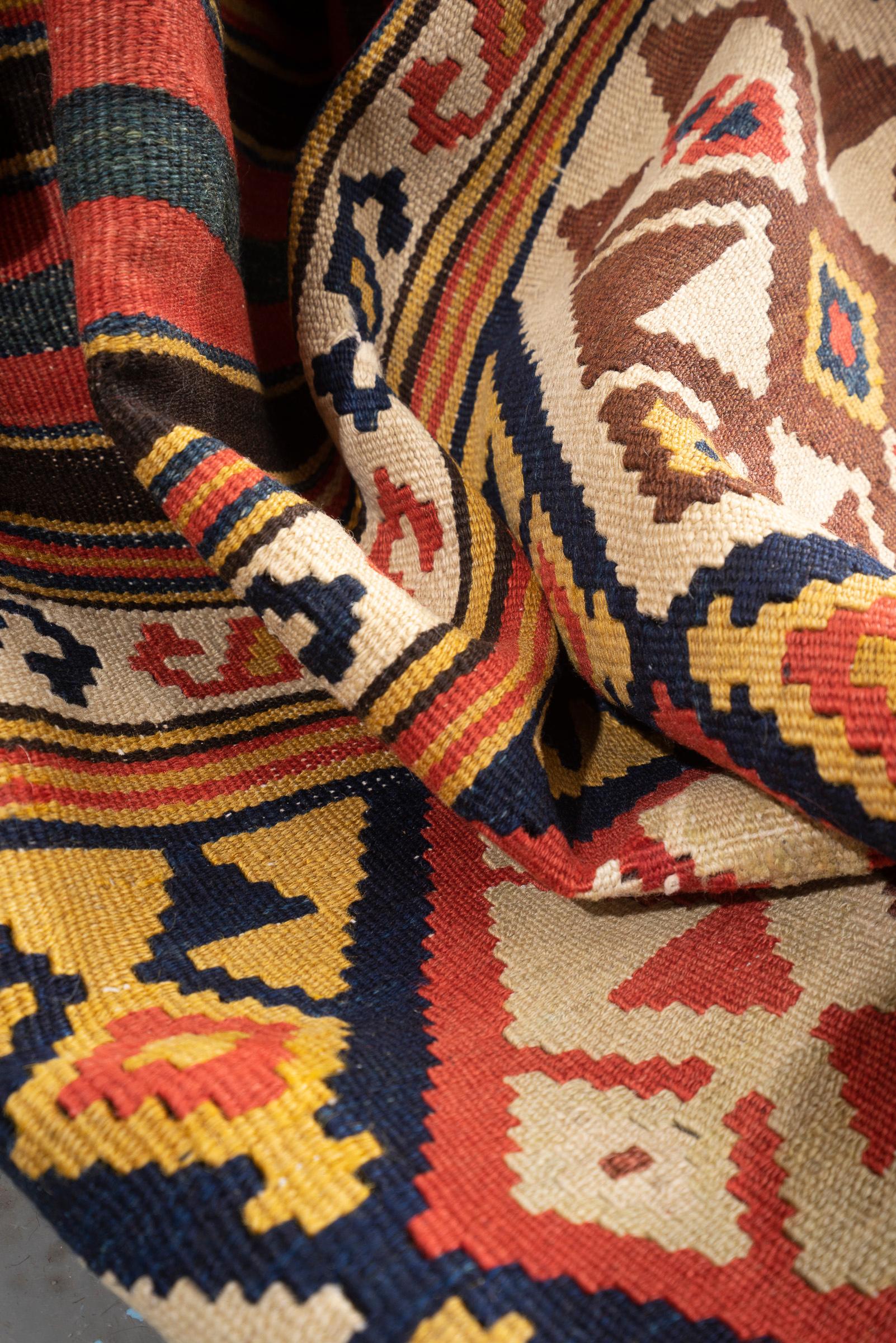 Antique Shahsavan Zarand Persian Kilim Rug, Late 19th Century