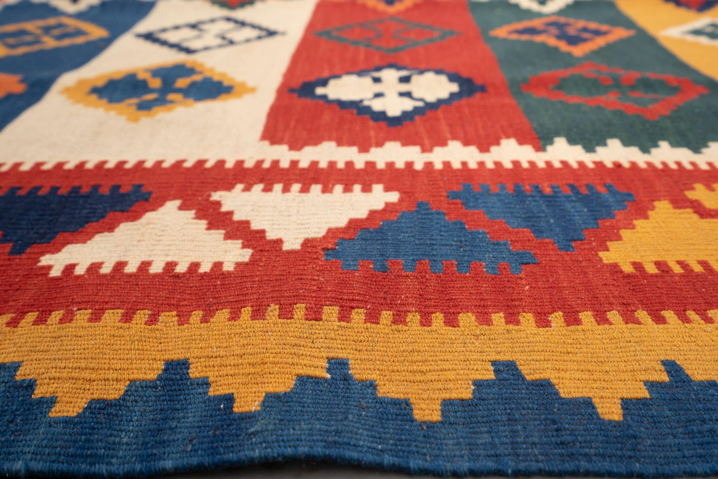 Vintage Qashqai Fine Stirpes Persian Kilim Rug