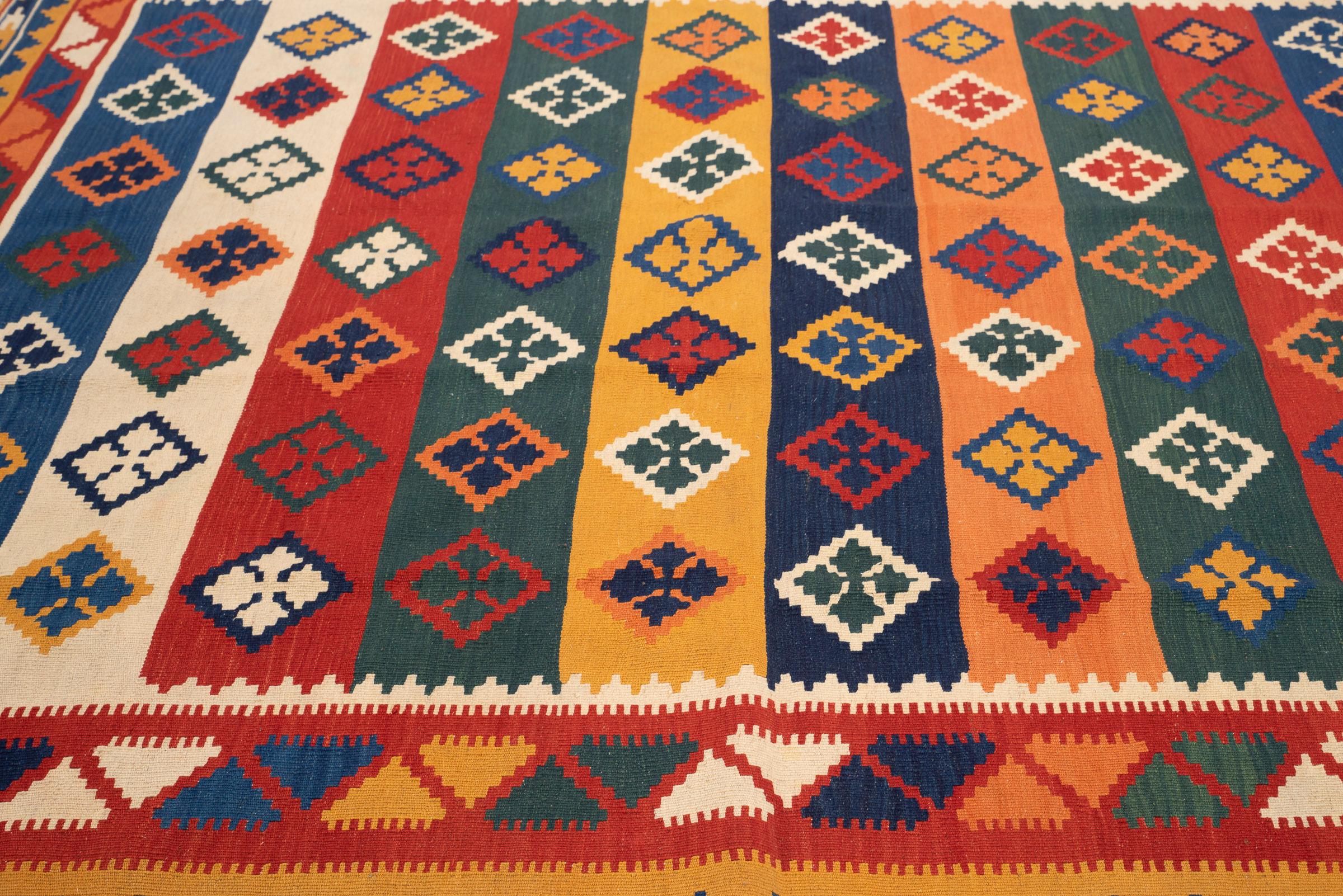 Vintage Qashqai Fine Stirpes Persian Kilim Rug