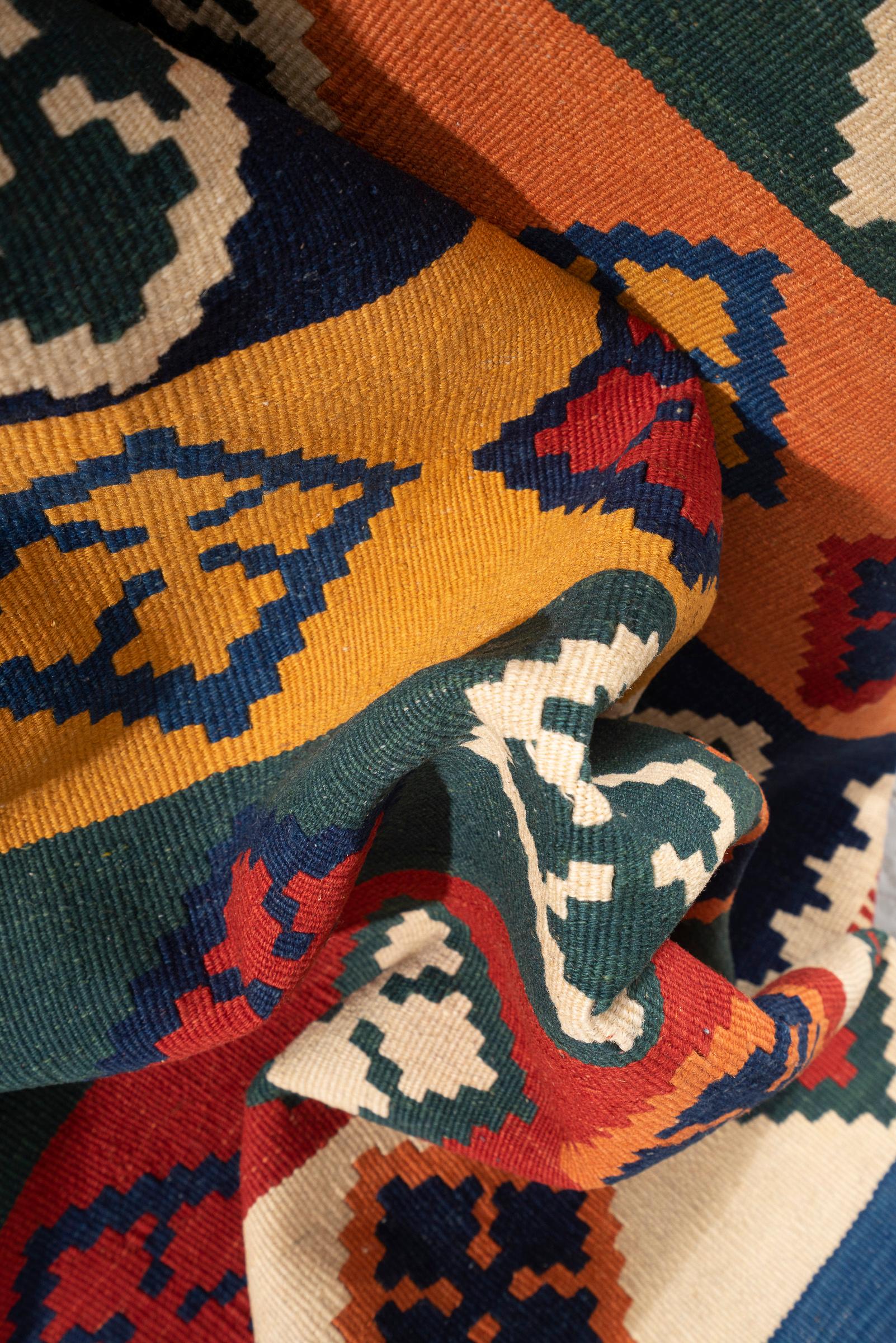 Vintage Qashqai Fine Stirpes Persian Kilim Rug