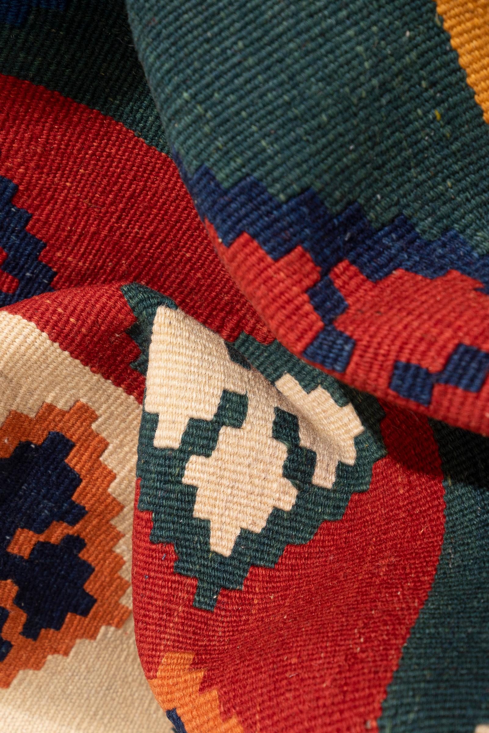 Vintage Qashqai Fine Stirpes Persian Kilim Rug