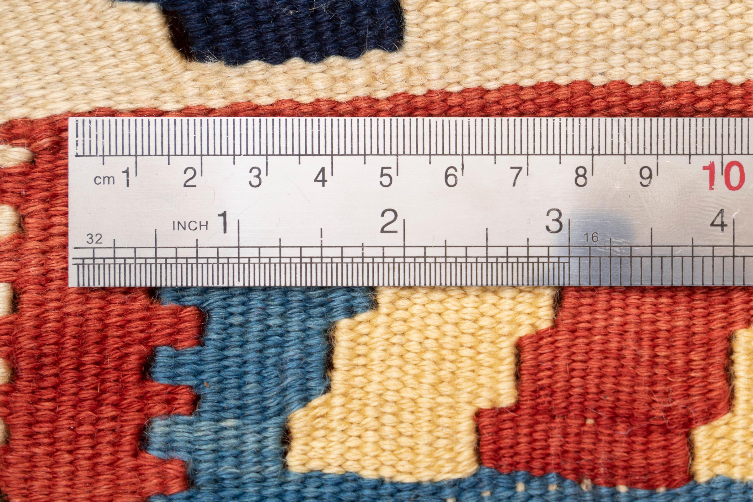 Vintage Qashqai Firuz Abad 4 Diamonds Persian Kilim Rug