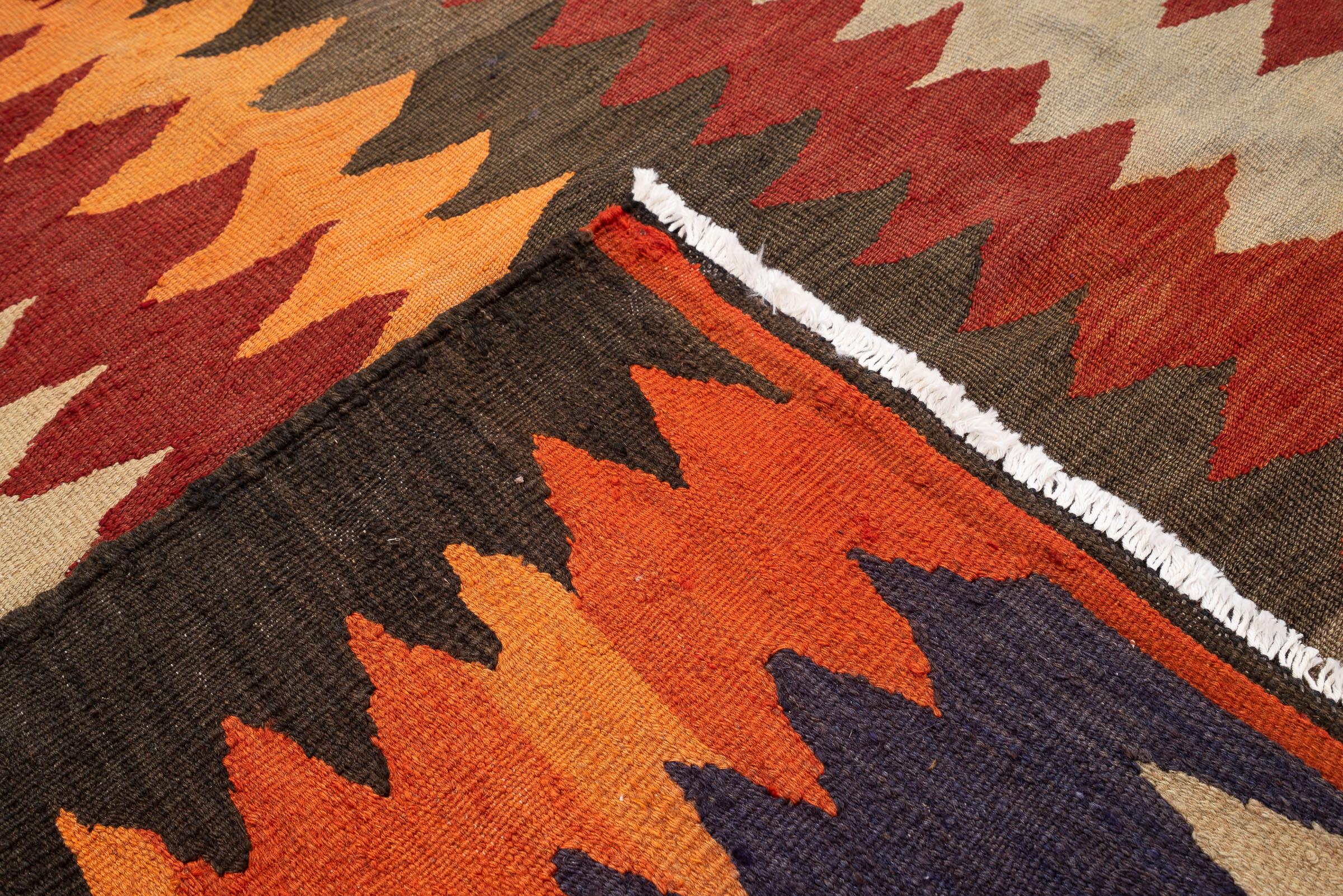 Antique Shahsavan Mowj (Wave) Persian Kilim Rug