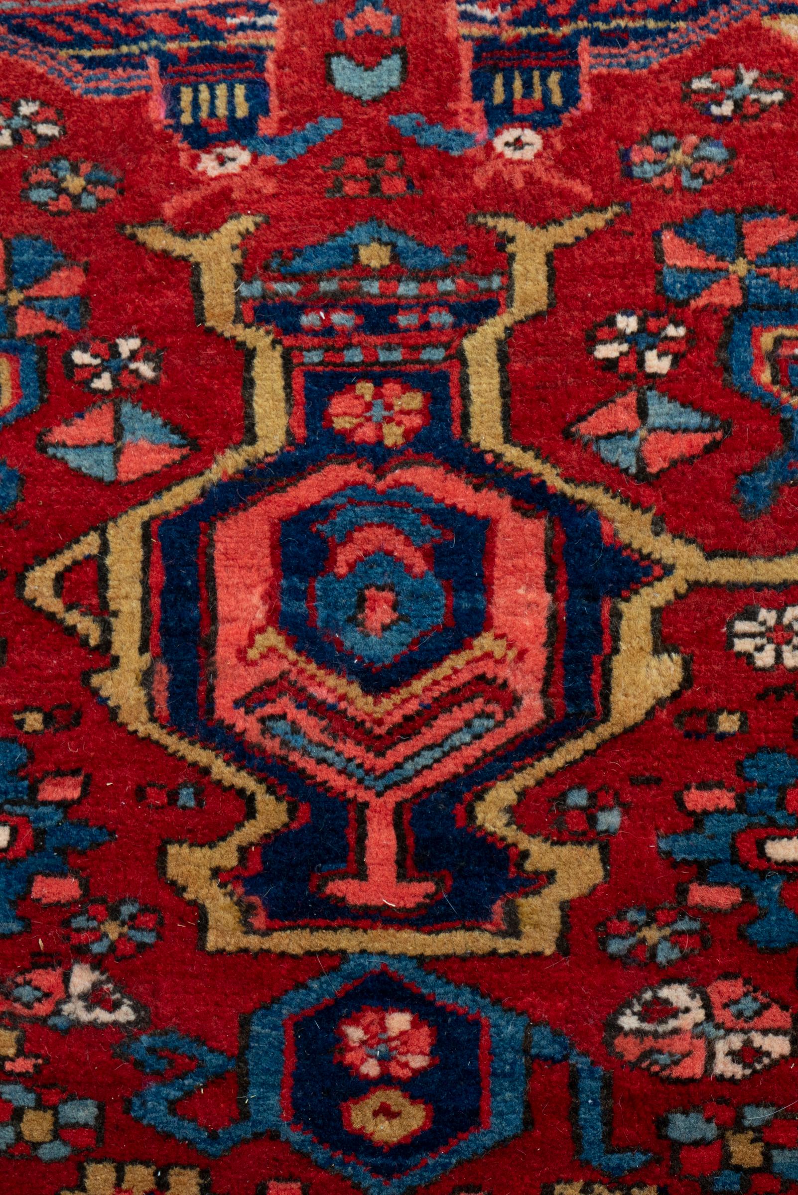 Antique Heriz Pictorial Persian Runner Rug