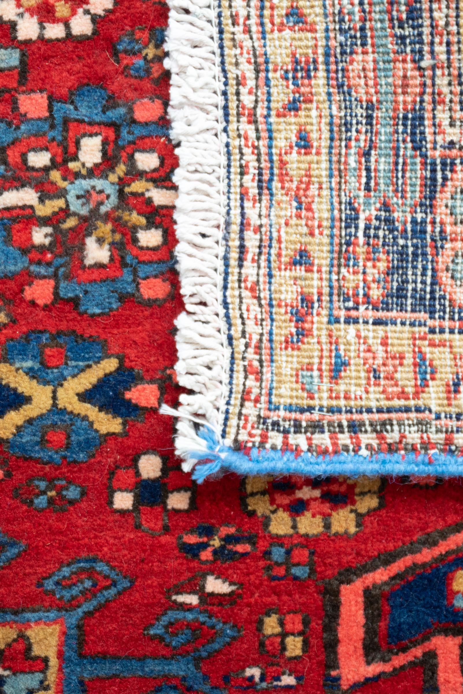 Antique Heriz Pictorial Persian Runner Rug