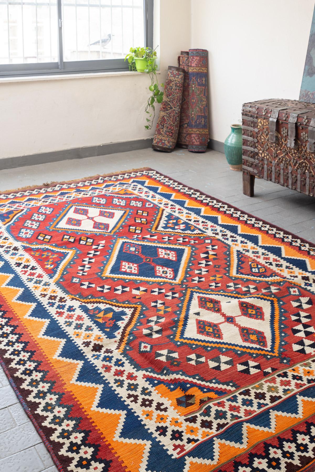 RK225 Antique Qashqai Triple Toranj Fine Kilim 2