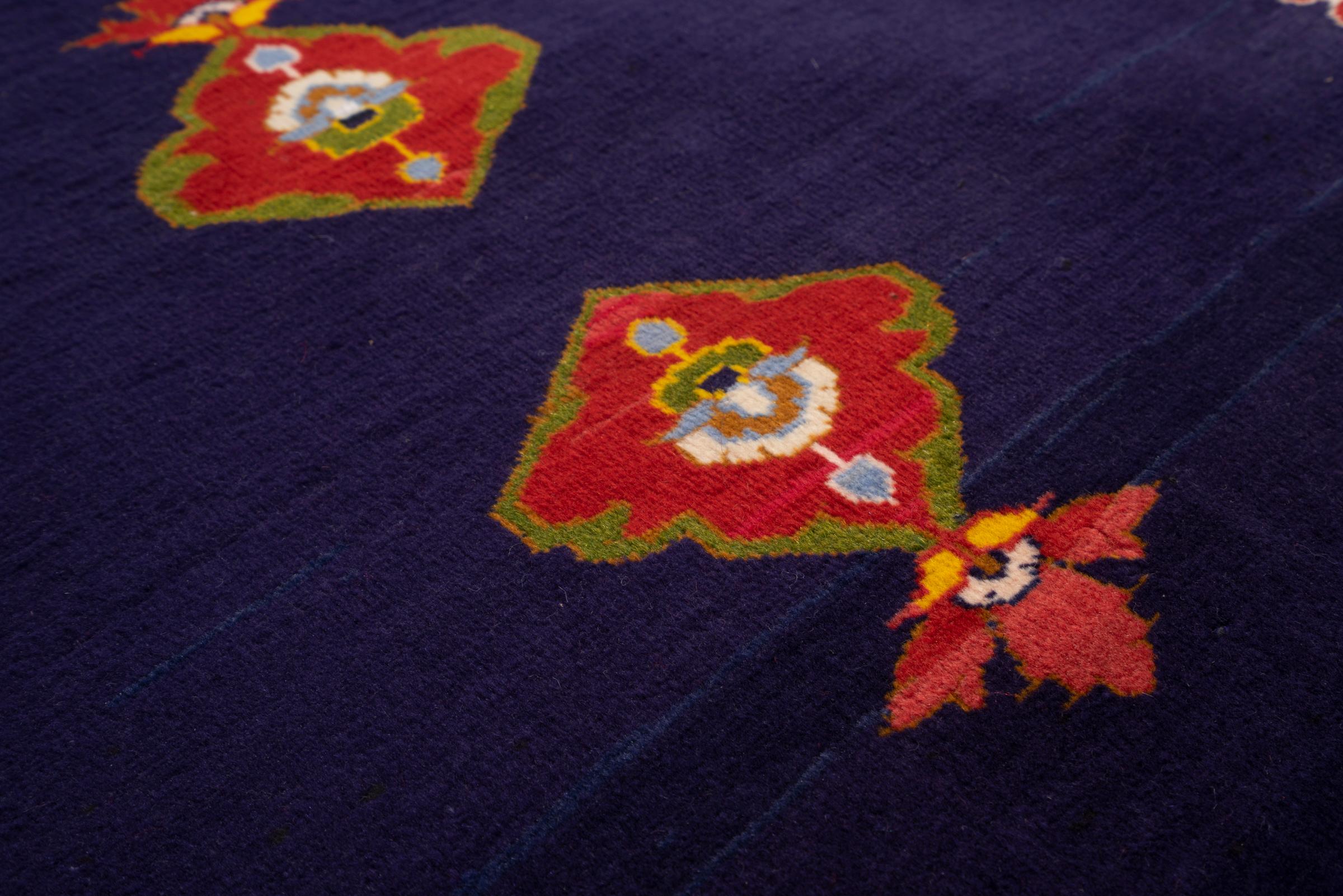 Vintage Mashahd Nili double Toranj Persian Poshti Rug